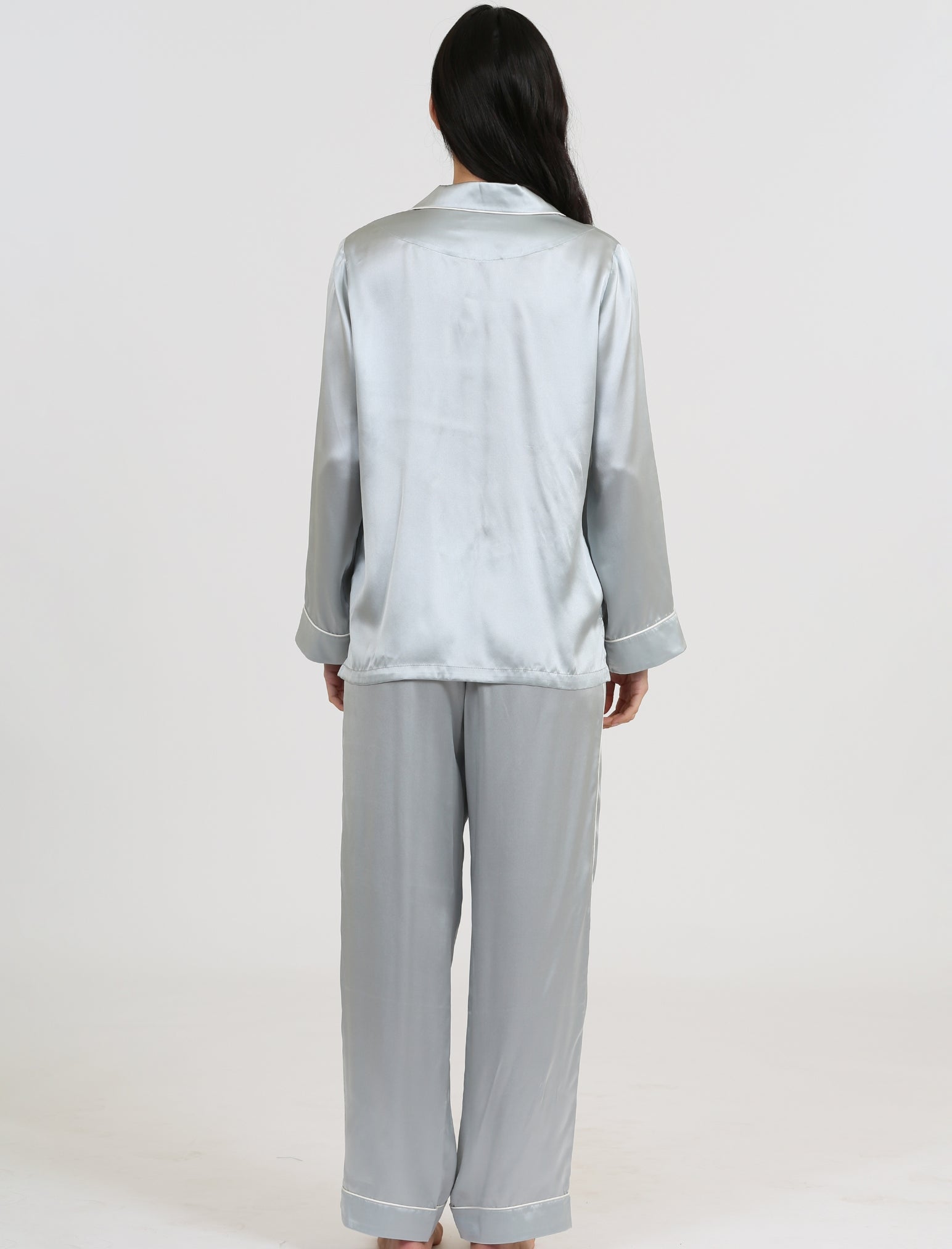 Sylvie Silk Piped Full Length PJ