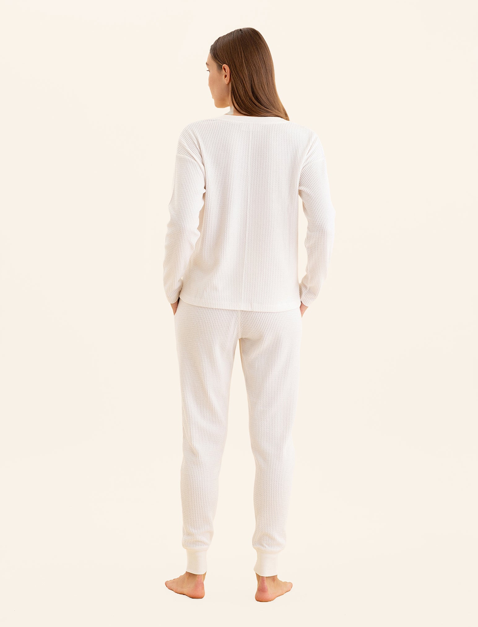 Super Soft Waffle V-Neck Long Sleeve Top & Jogger Set