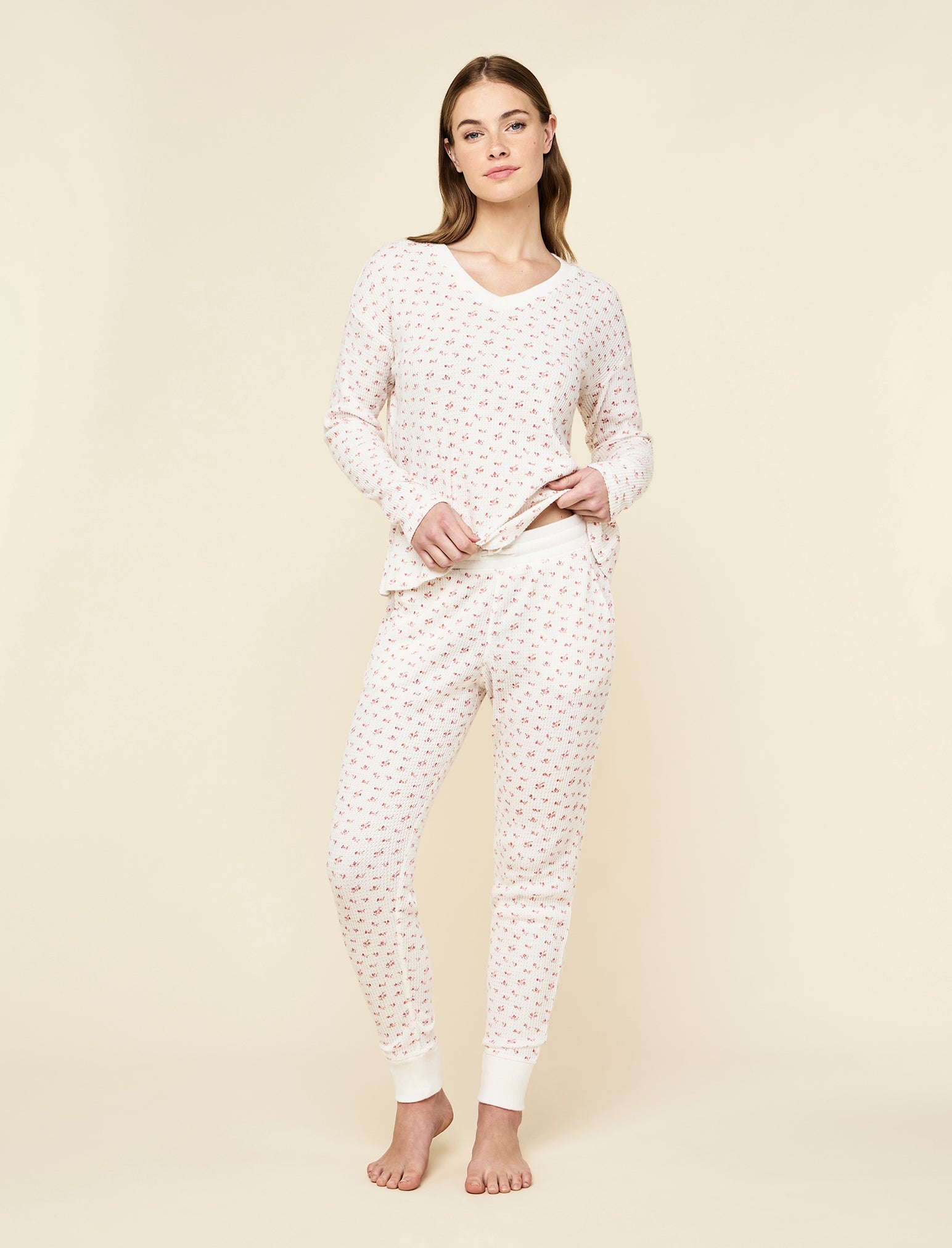 Super Soft Waffle V-Neck Top and Jogger Set