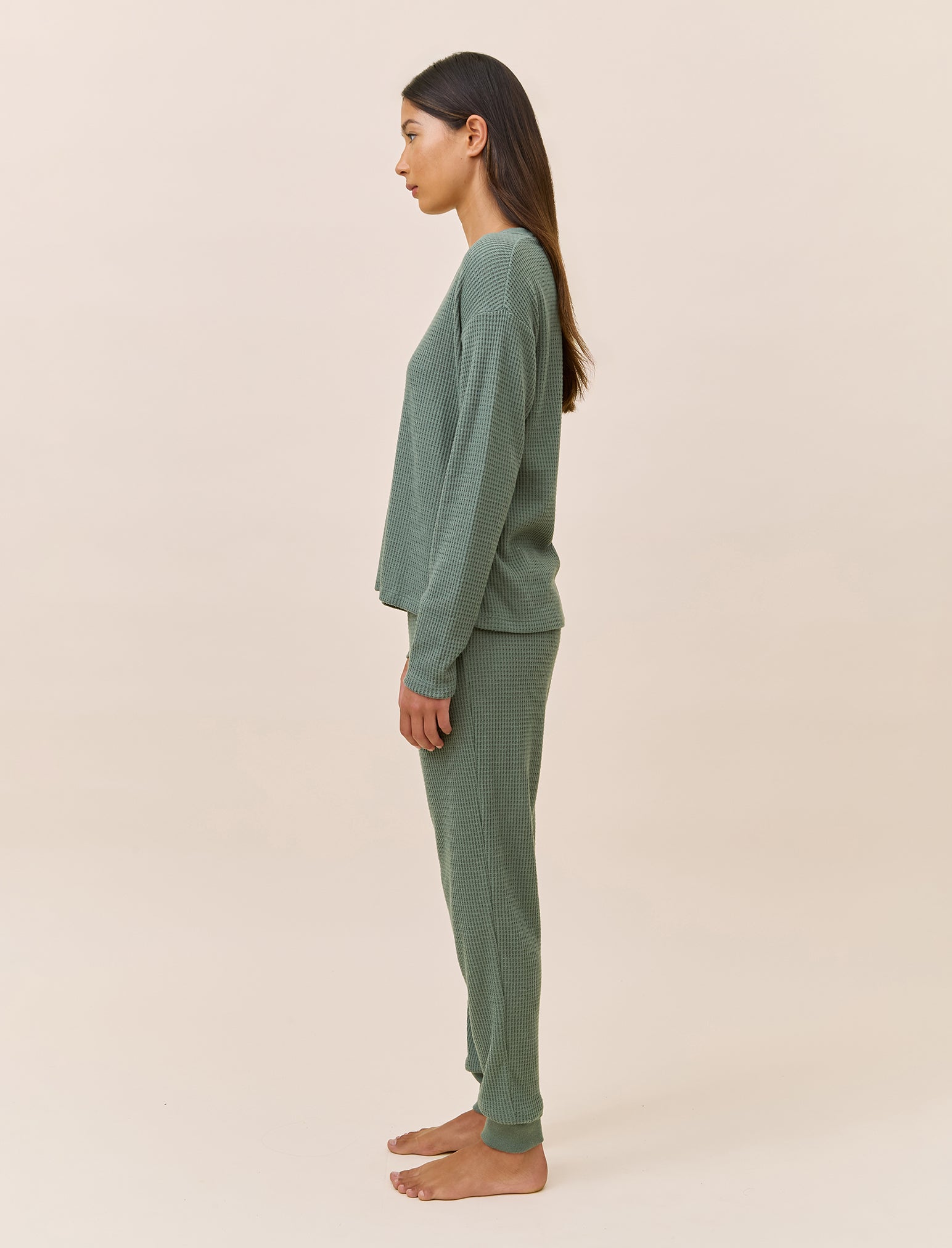 Super Soft Waffle V-Neck Long Sleeve Top