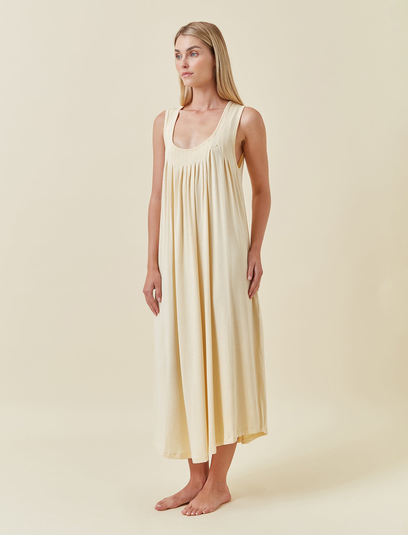 Kate Modal Soft Pleat Front Maxi Nightgown