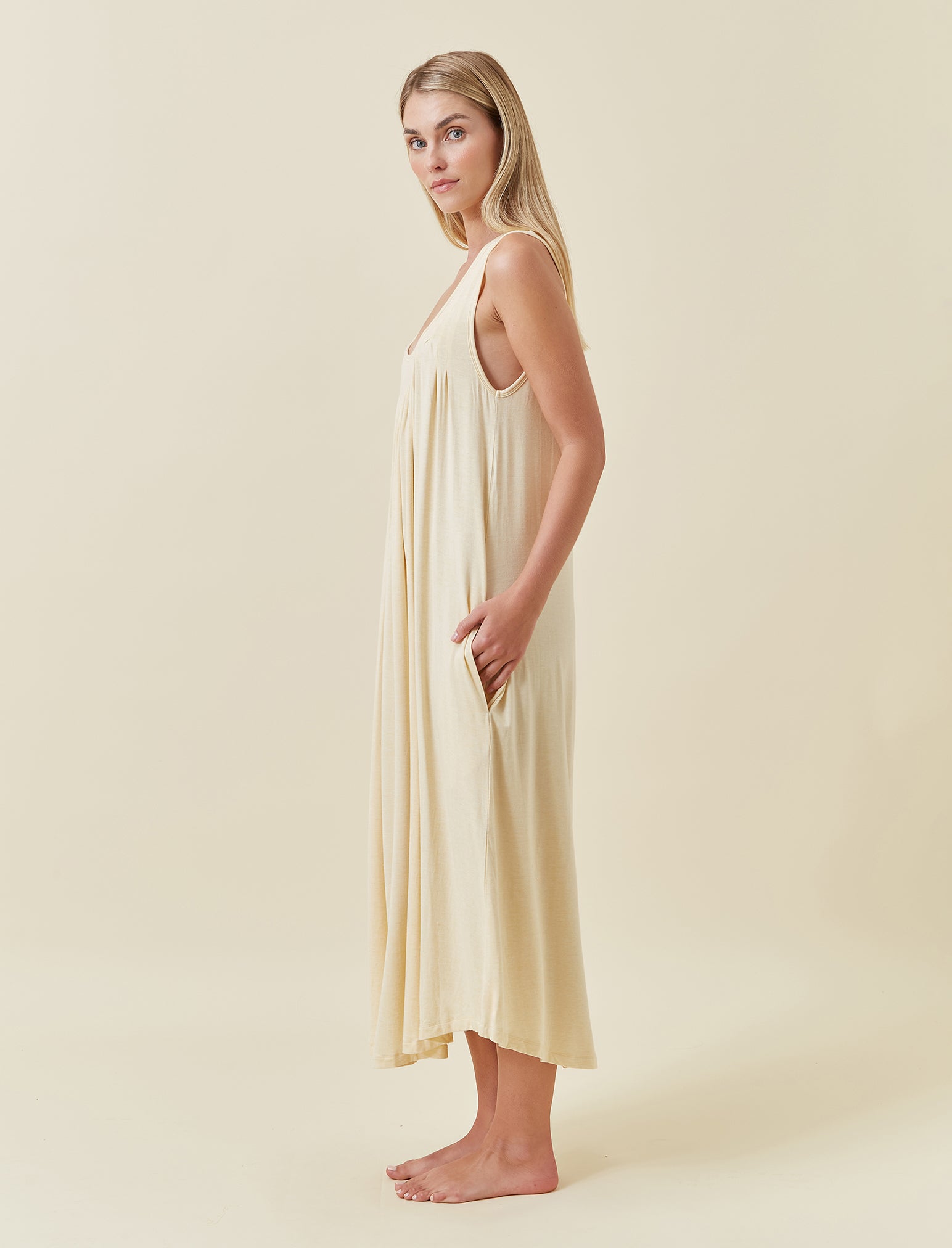 Kate Modal Soft Pleat Front Maxi Nightgown
