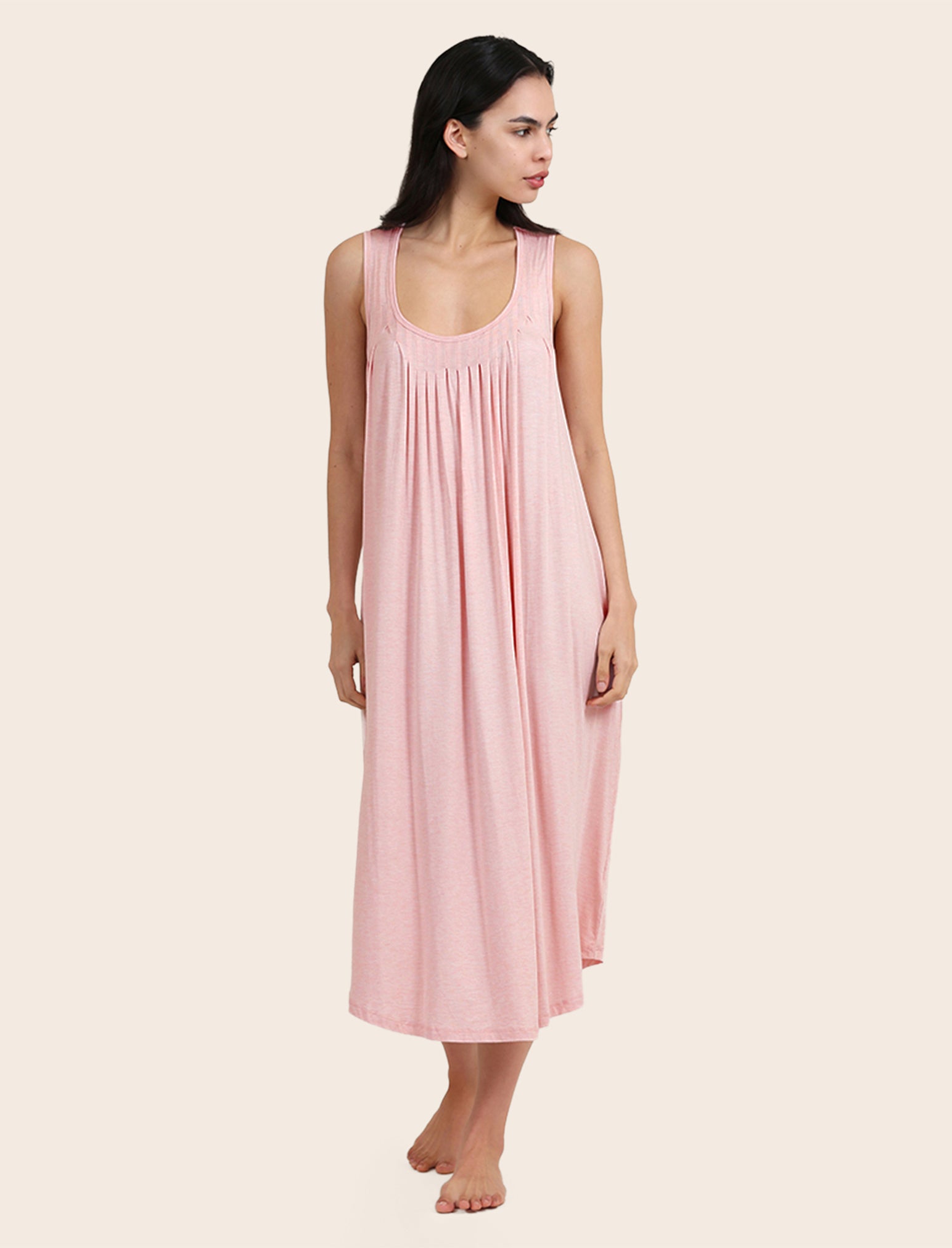 Kate Modal Soft Pleat Front Maxi Nightgown