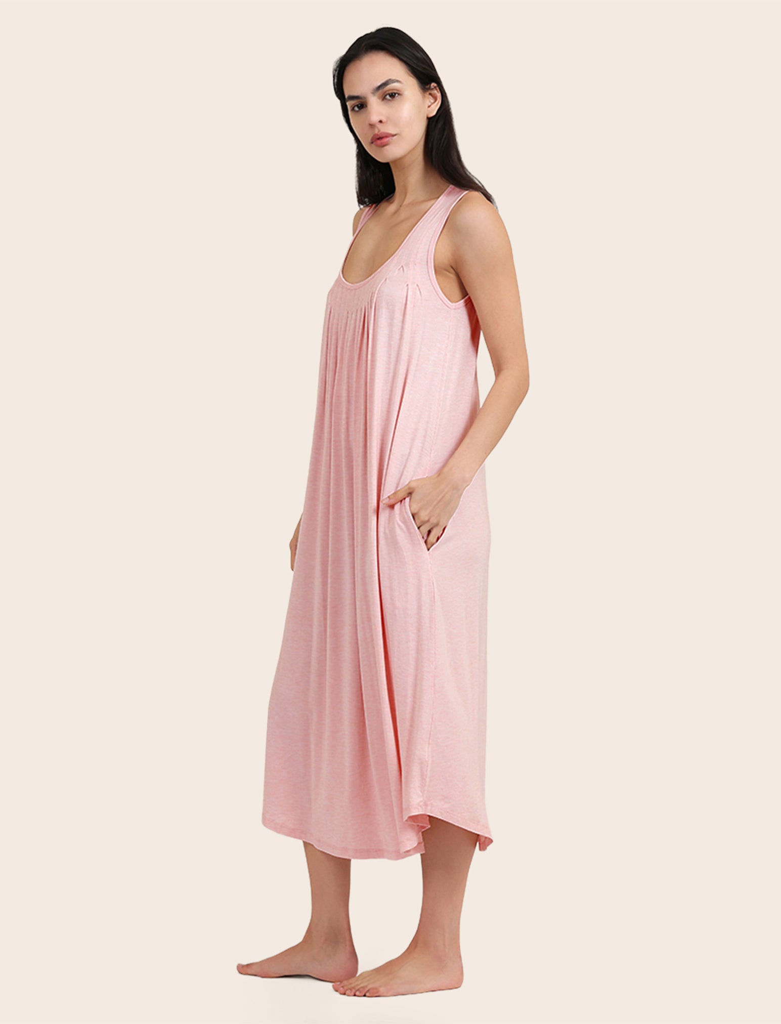 Kate Modal Soft Pleat Front Maxi Nightgown