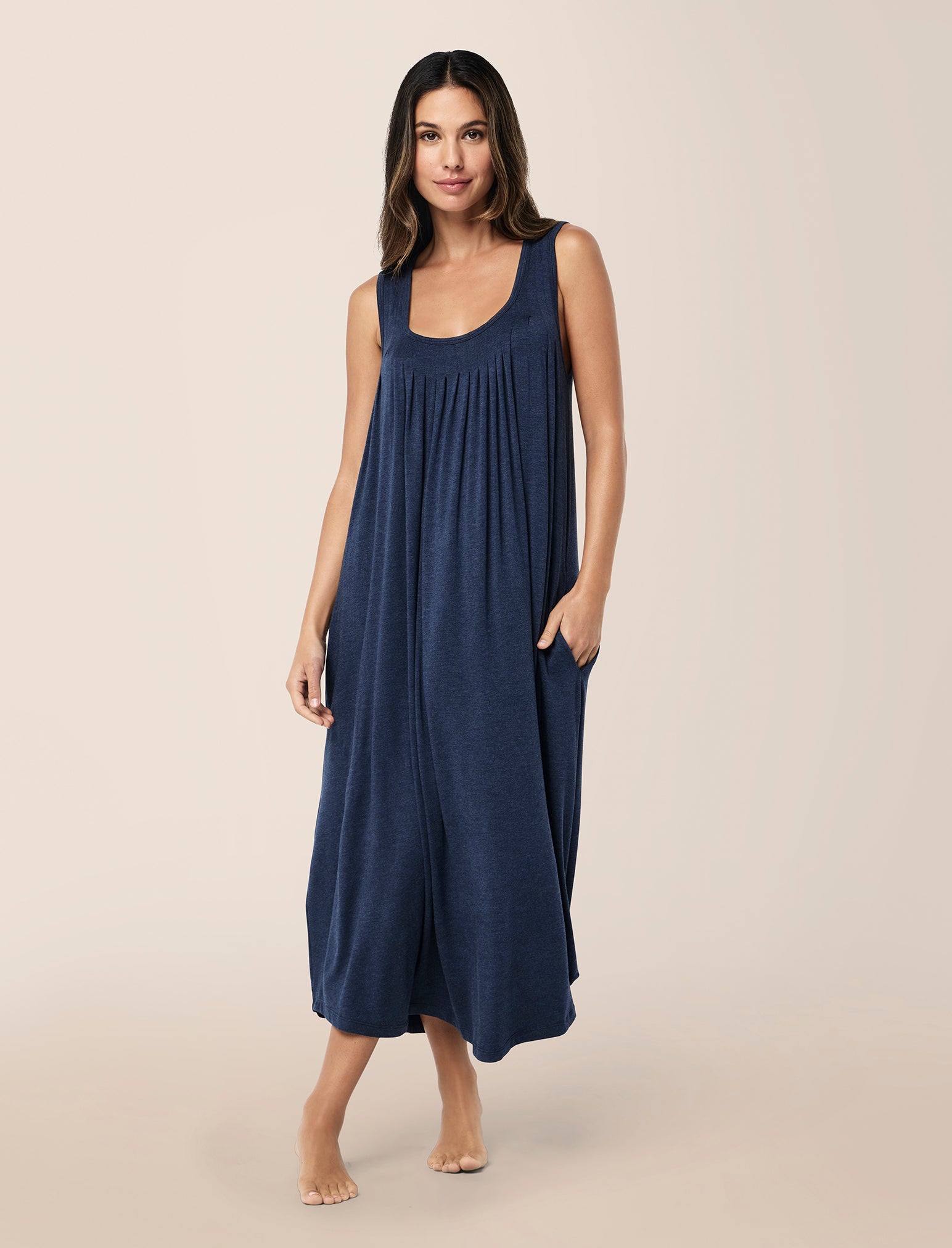 Kate Modal Soft Pleat Front Maxi Nightgown