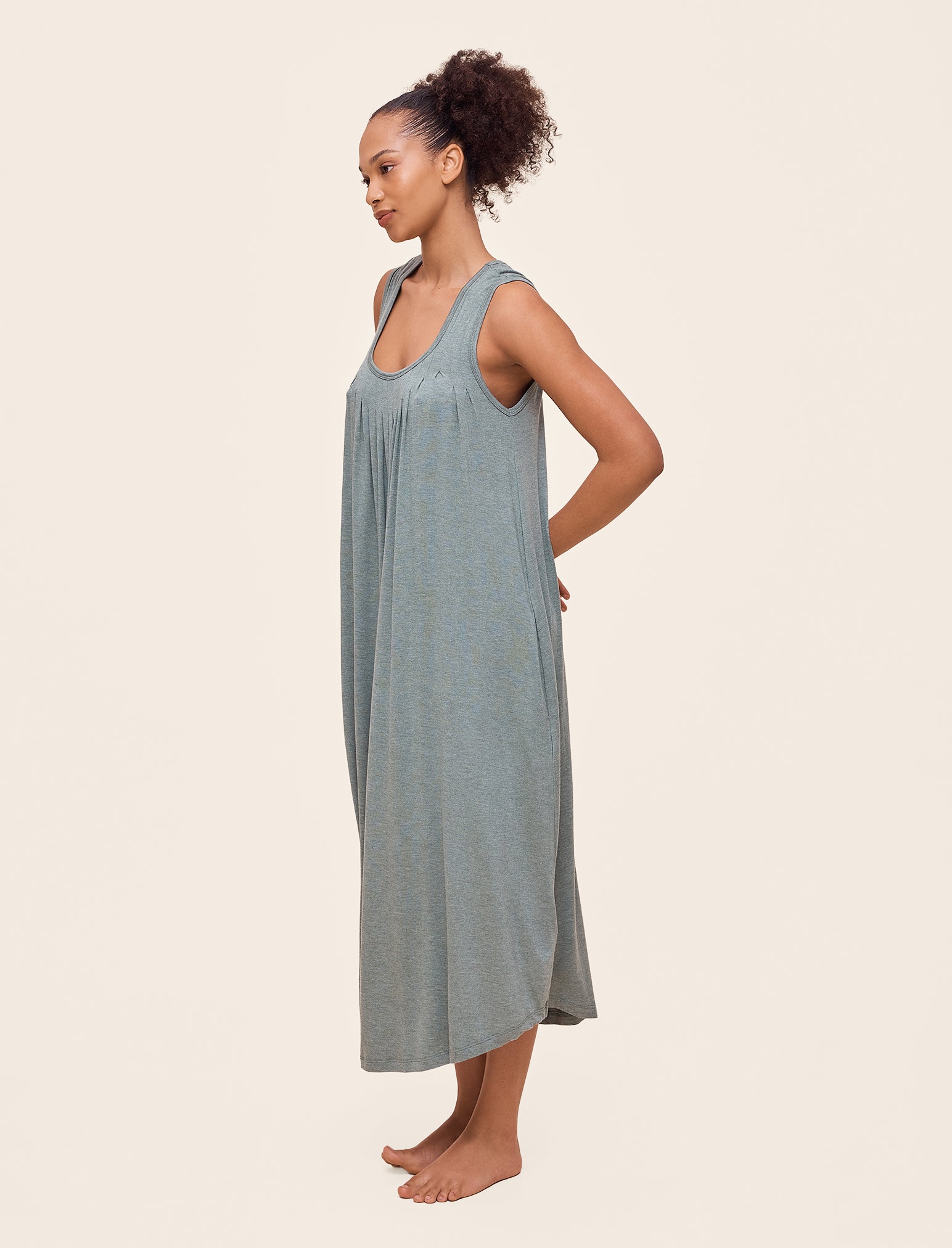 Kate Modal Soft Pleat Front Maxi Nightgown