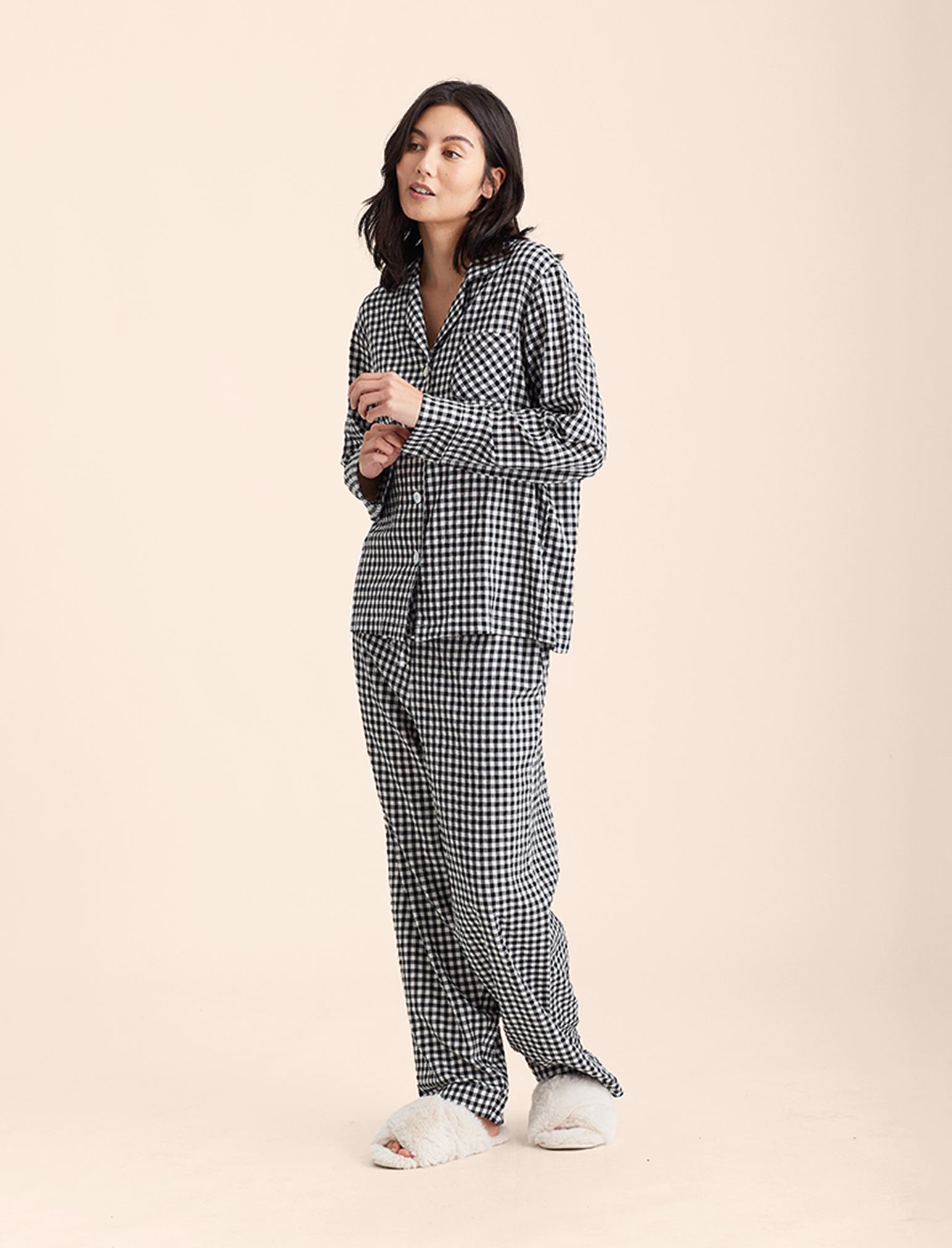 Seersucker Gingham Full Length PJ Set