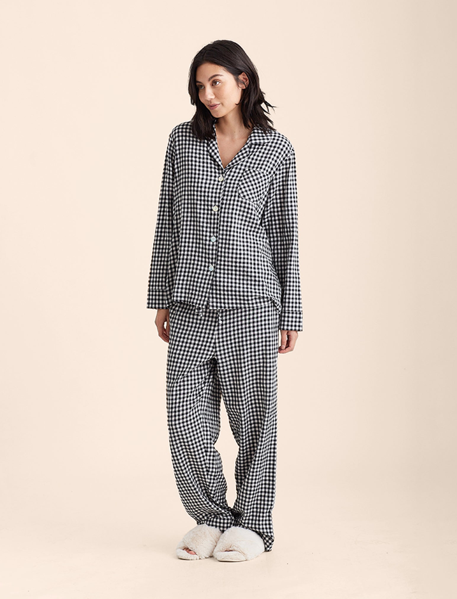 Seersucker Gingham Full Length PJ Set