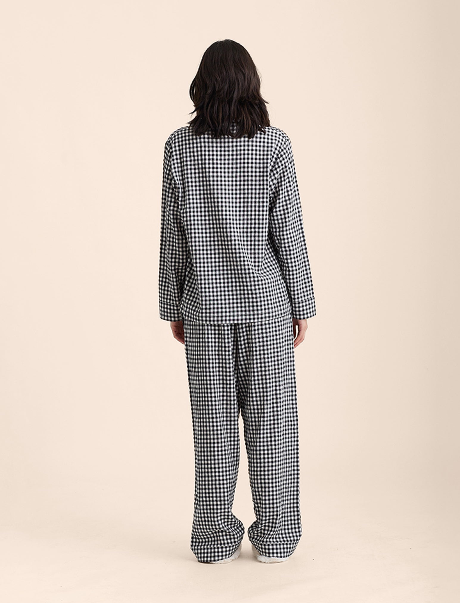 Seersucker Gingham Full Length PJ Set