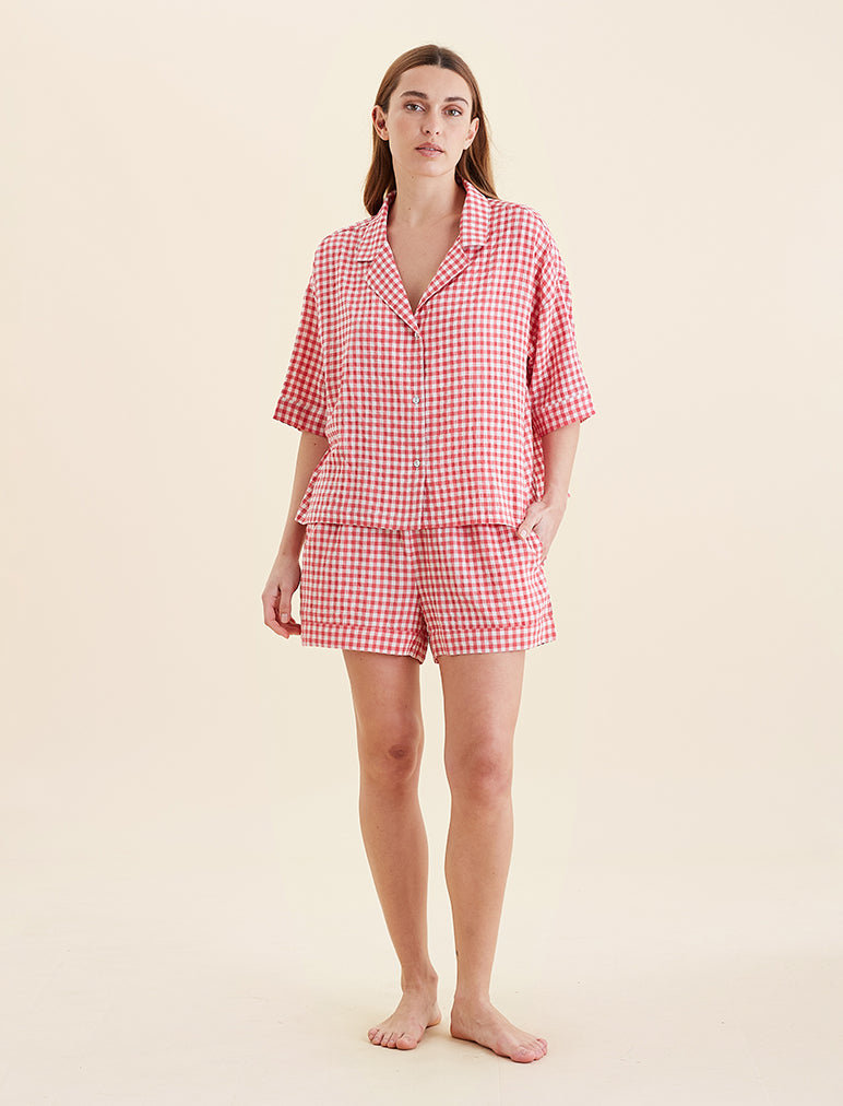 Seersucker Gingham Boxer PJ Set