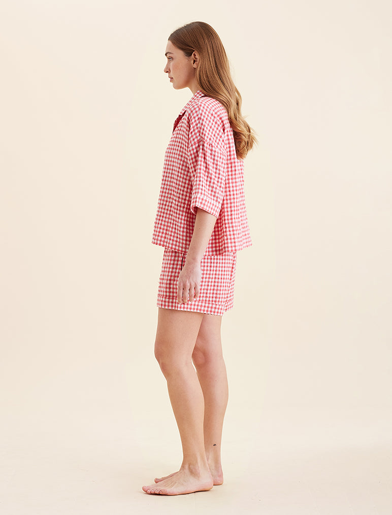 Seersucker Gingham Boxer PJ Set
