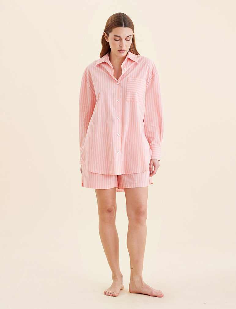 Double Stripe Shirting Boxer PJ Set