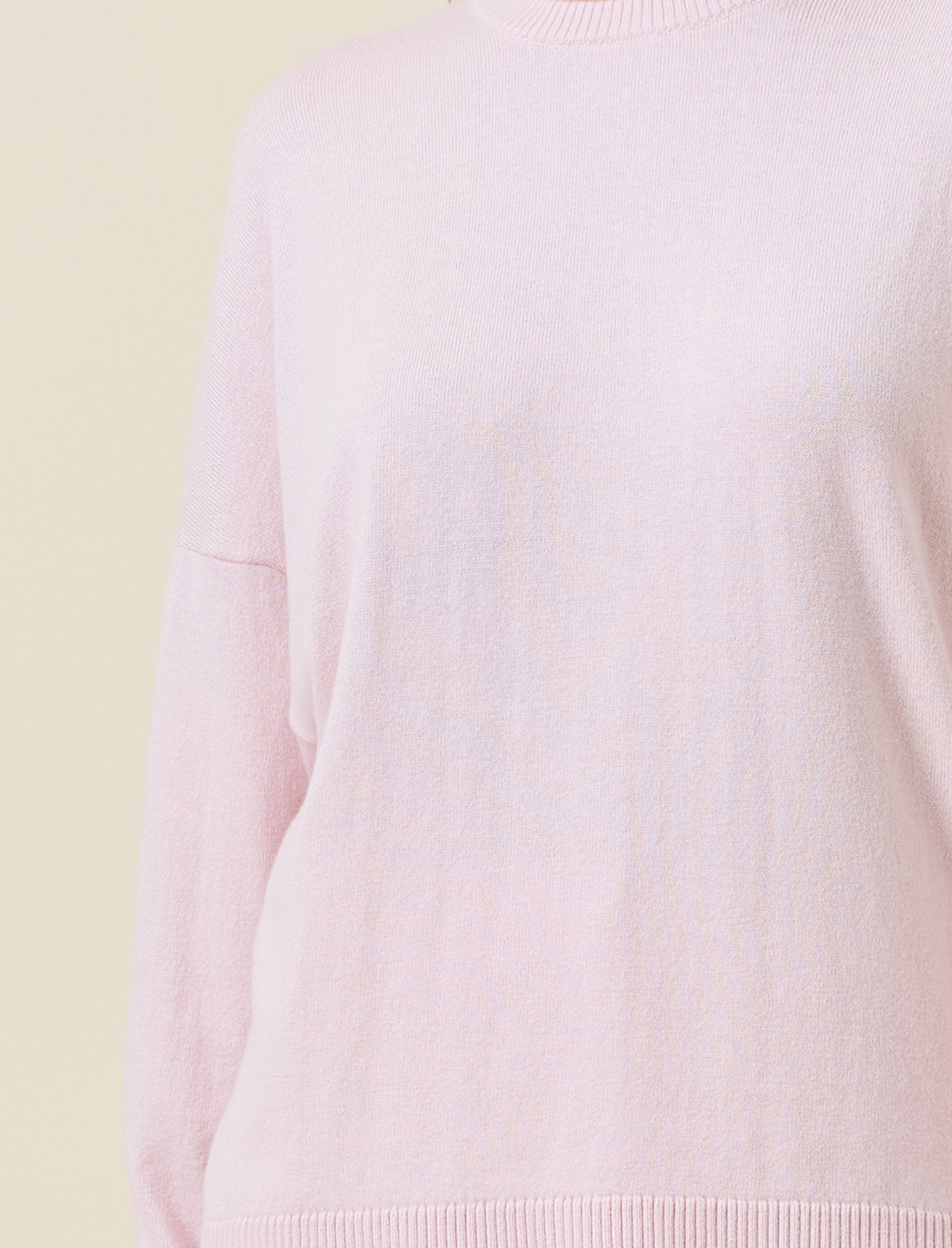 Cotton Cashmere Crew Neck Long Sleeve Top