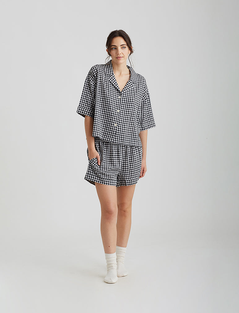 Seersucker Gingham Boxer PJ Set