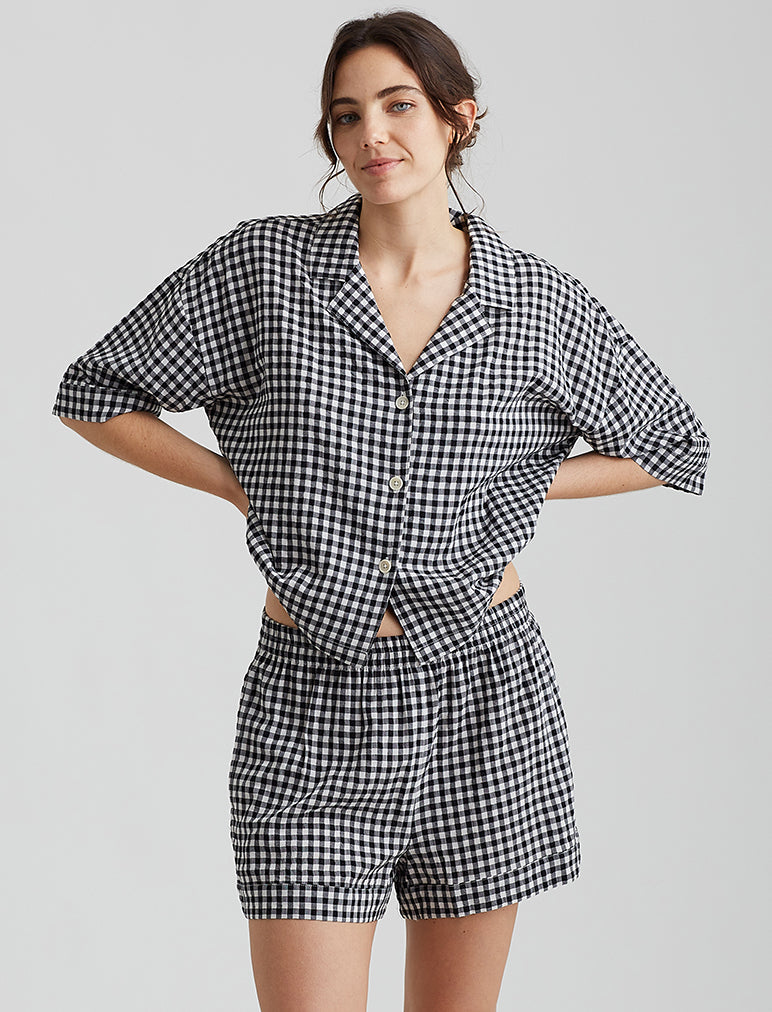 Seersucker Gingham Boxer PJ Set