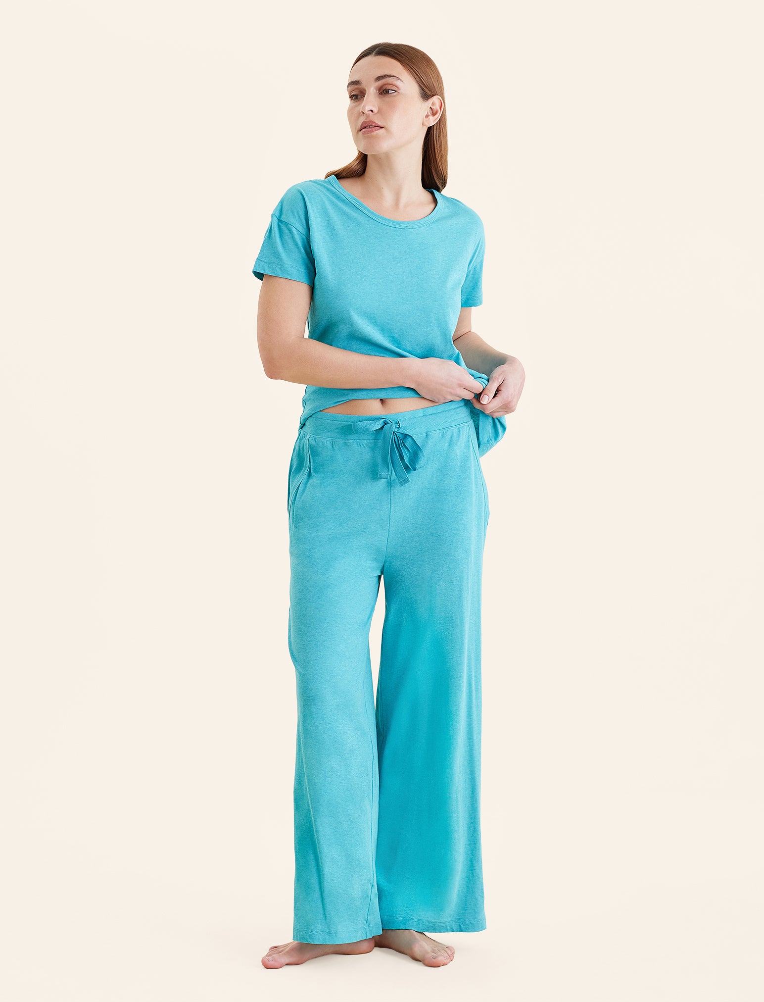 Jada Organic Cotton Knit Wide Leg Pant