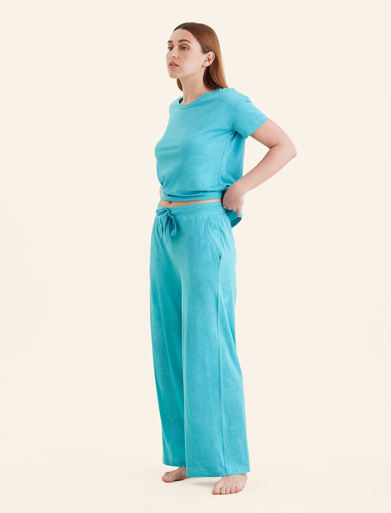 Jada Organic Cotton Knit Wide Leg Pant