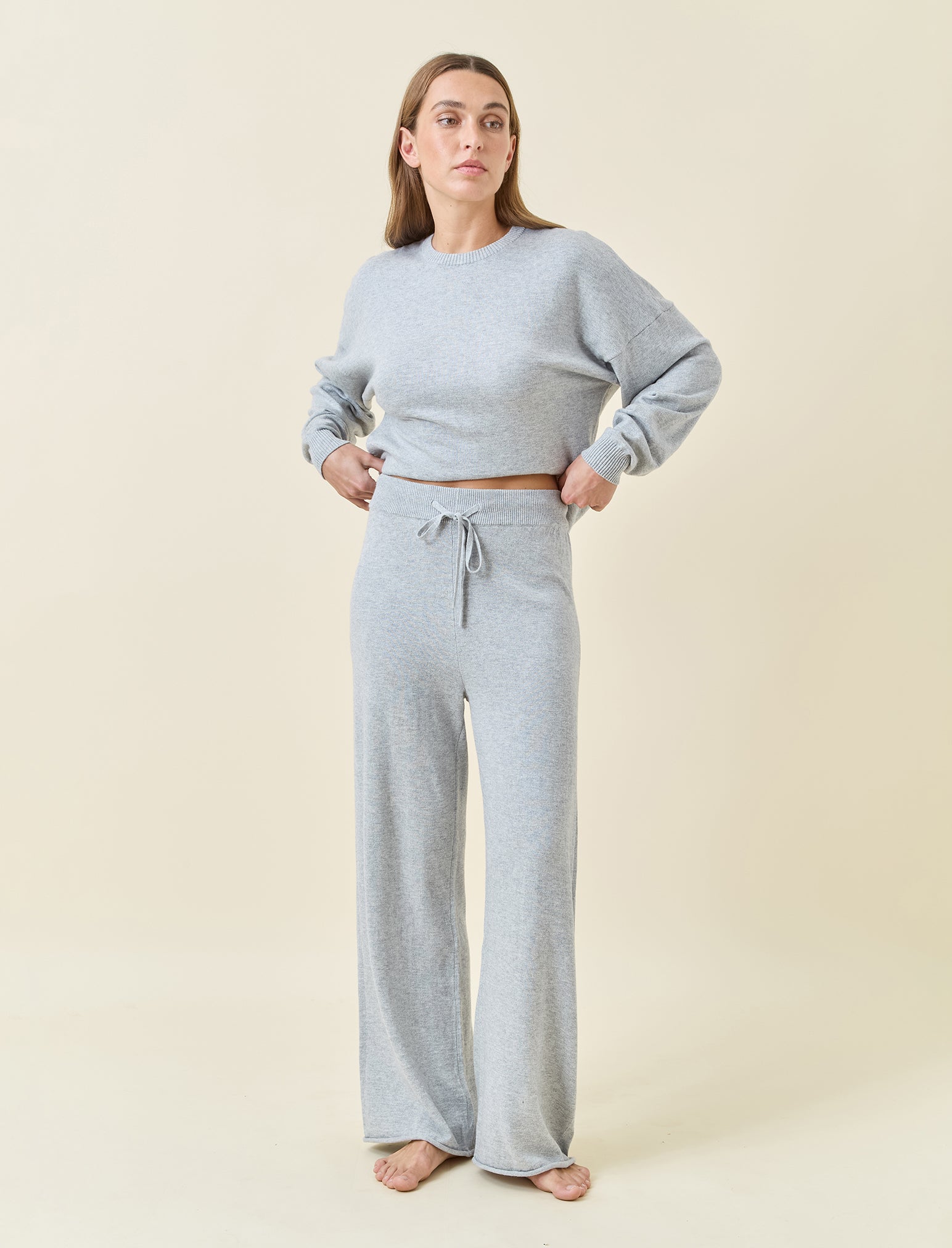 Cotton Cashmere Straight Leg Pant