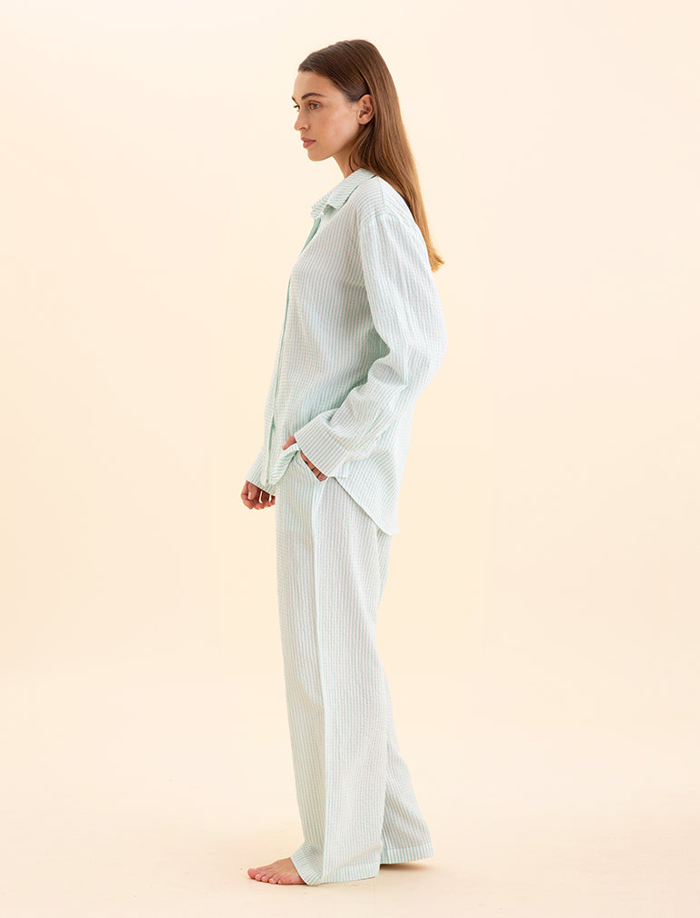 Sabine Seersucker Stripe Boyfriend Shirt