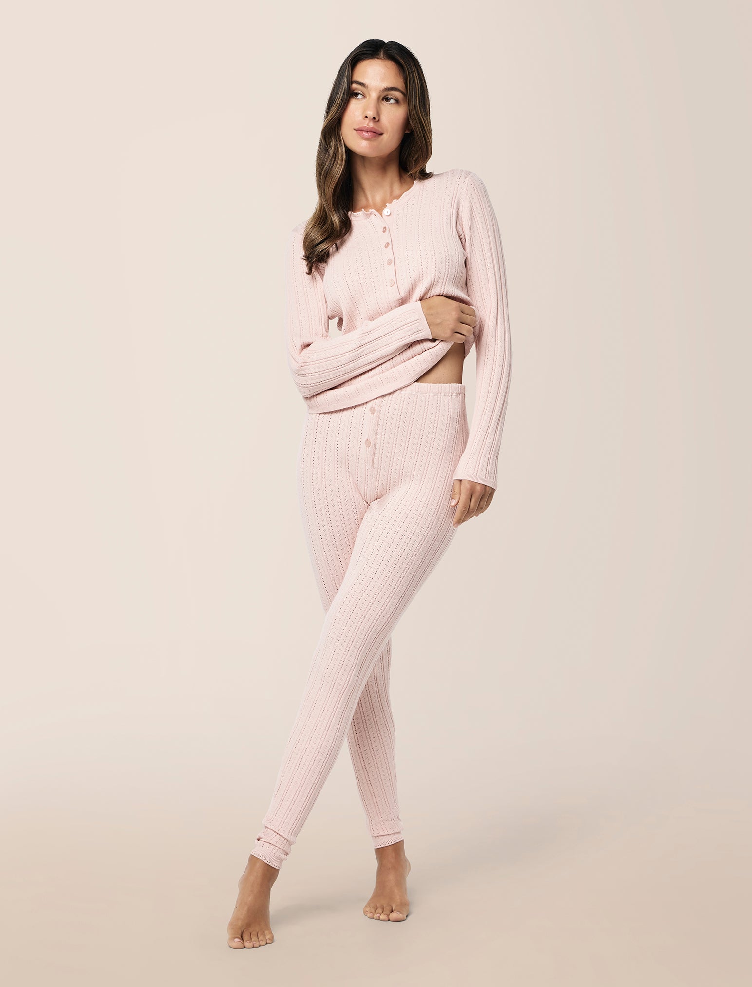 Olivia Cable Pointelle Full Length PJ Set