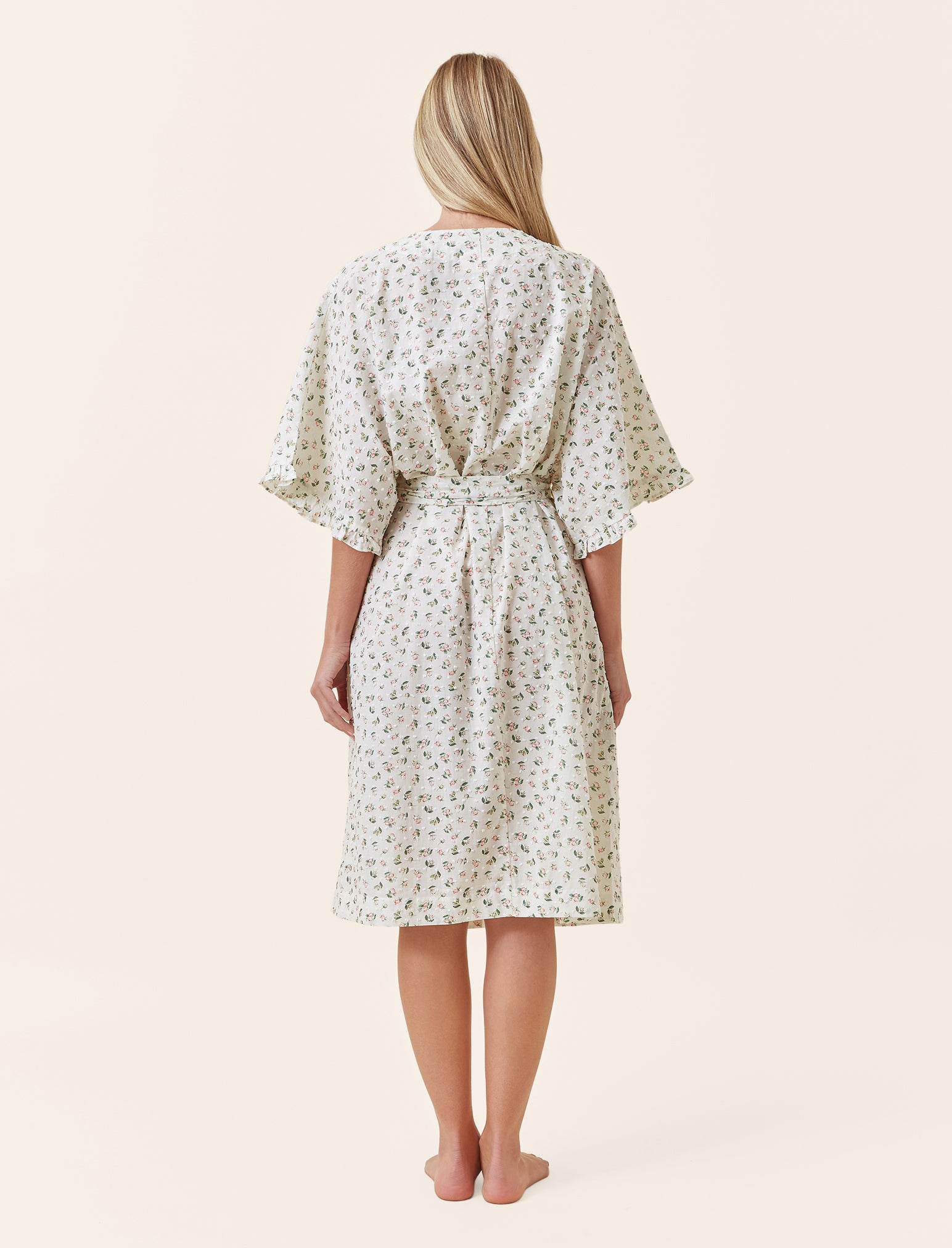 Swiss Dot Lace Kimono Midi Robe