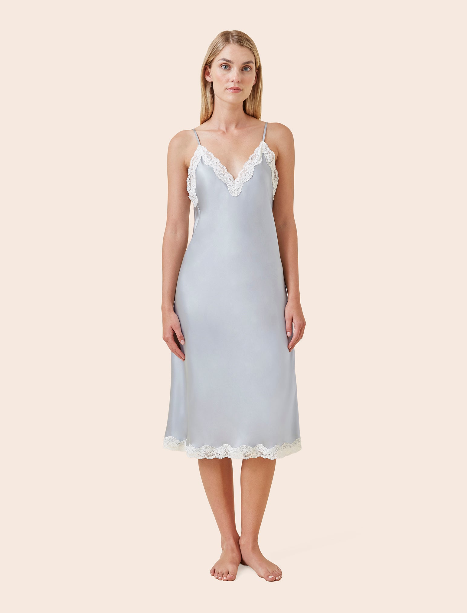 Annabelle Satin Lace Slip Nightgown