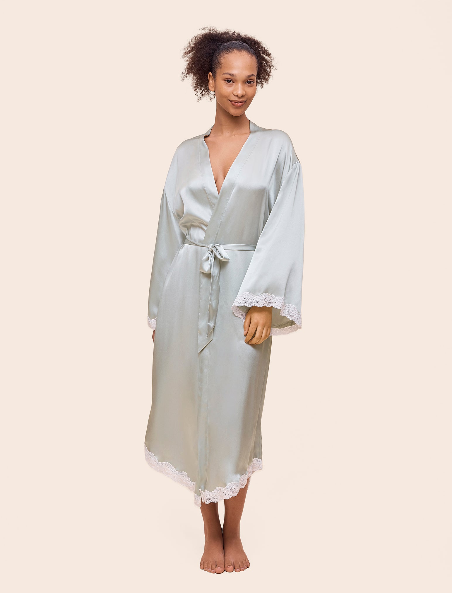 Annabelle Satin Lace Maxi Robe