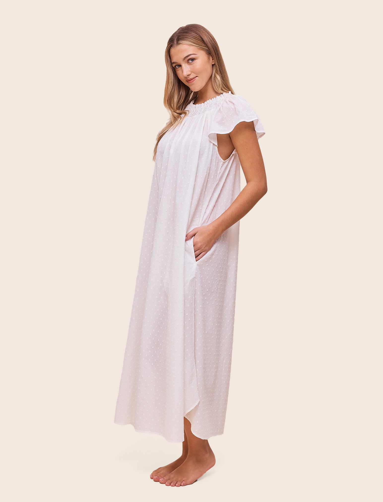 Shirred Neck Maxi Nightgown