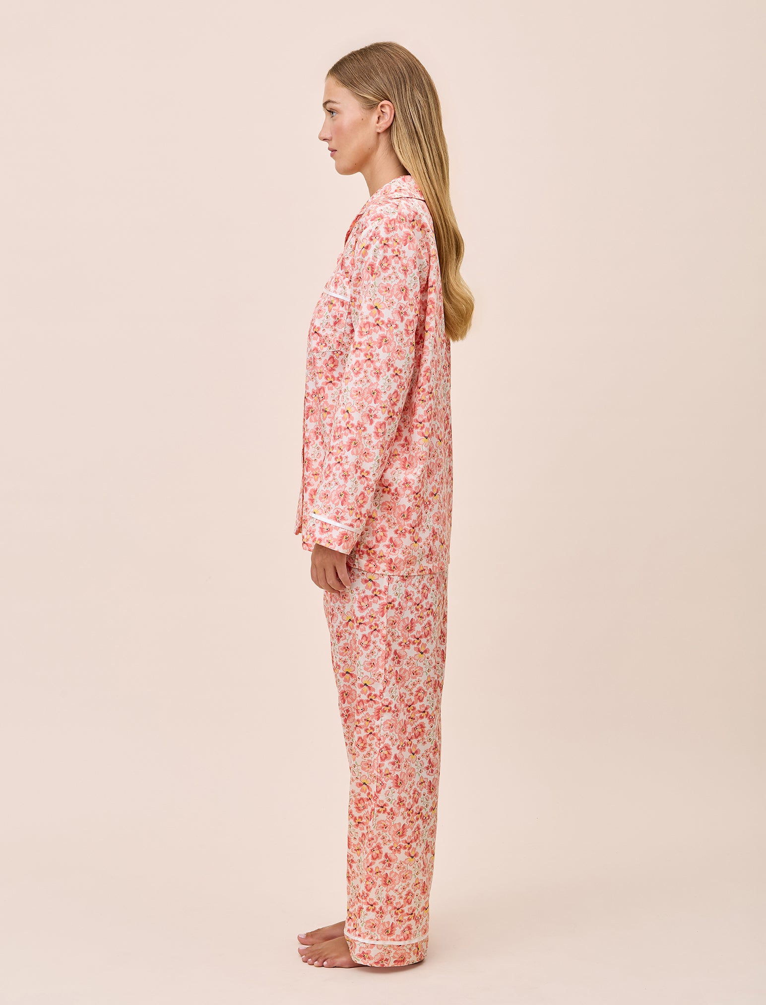 Molly Sims Cotton Full Length PJ Set & Eye Mask