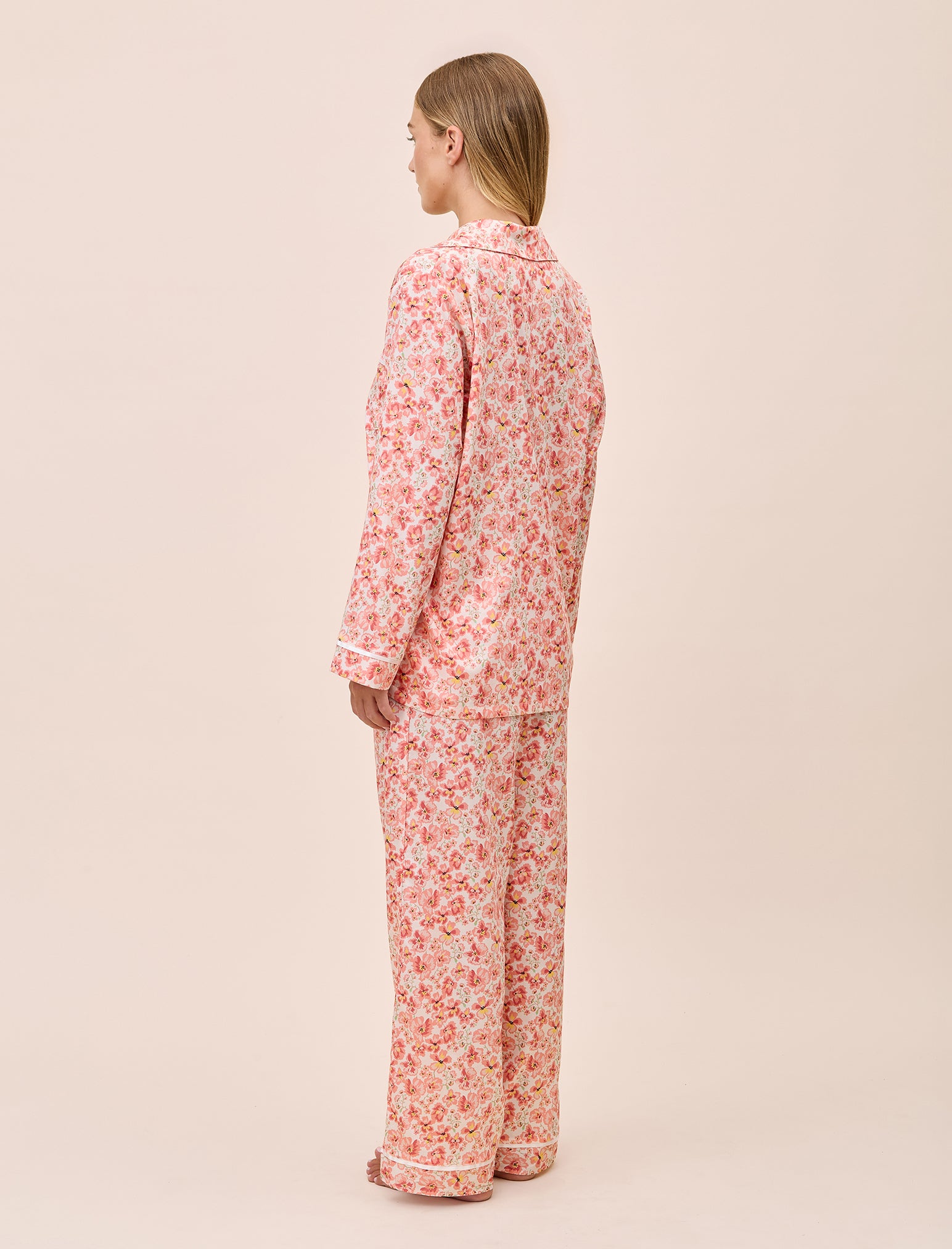 Molly Sims Cotton Full Length PJ Set & Eye Mask