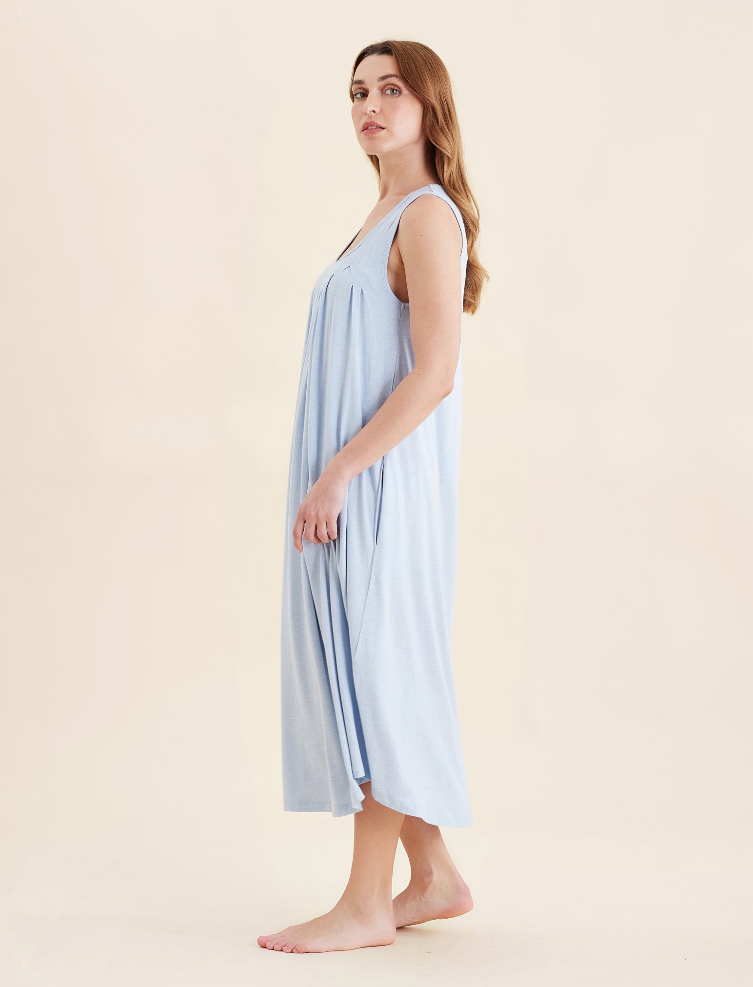 Kate Modal Soft Pleat Front Maxi Nightgown