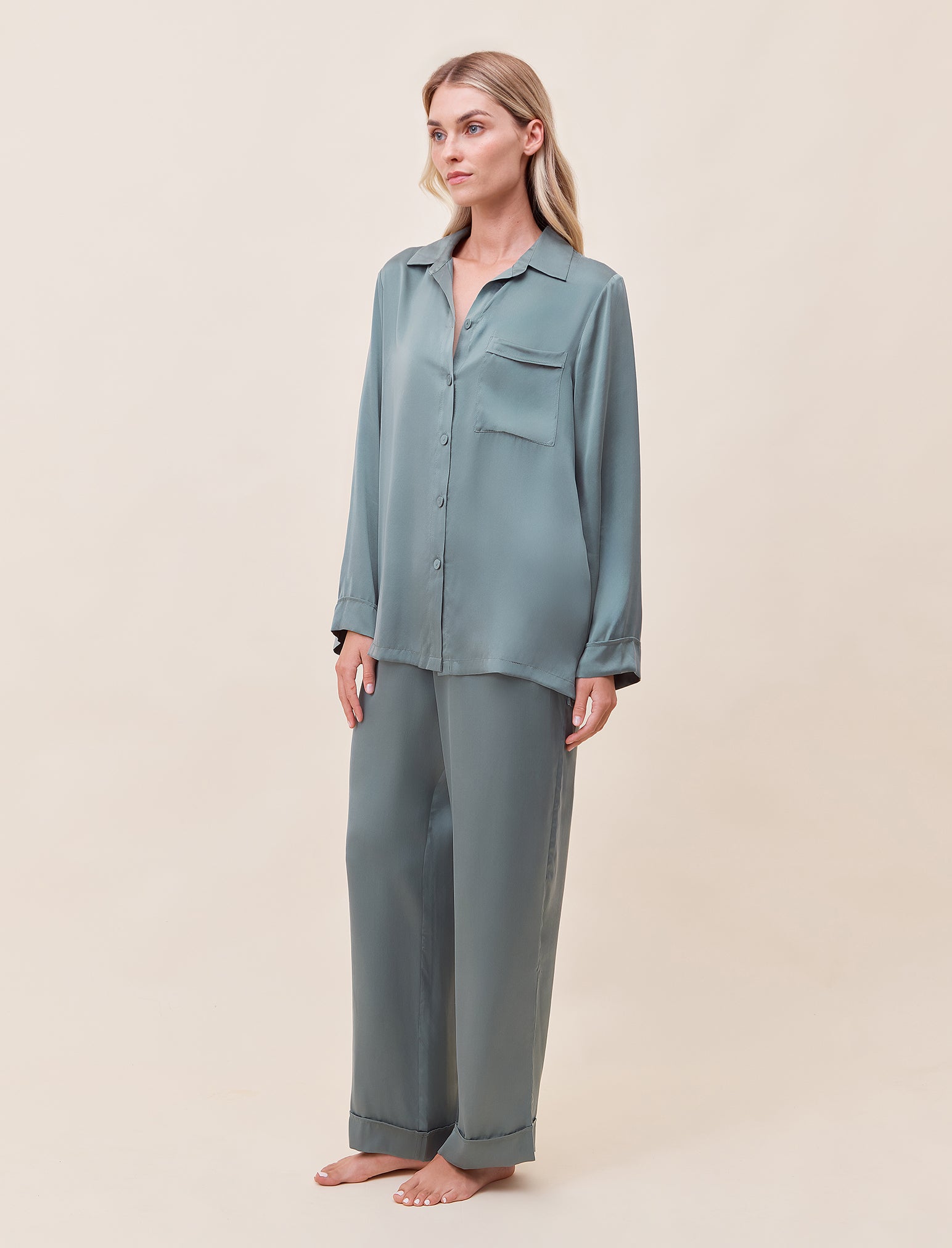 Audrey Washable Silk Full Length PJ Set