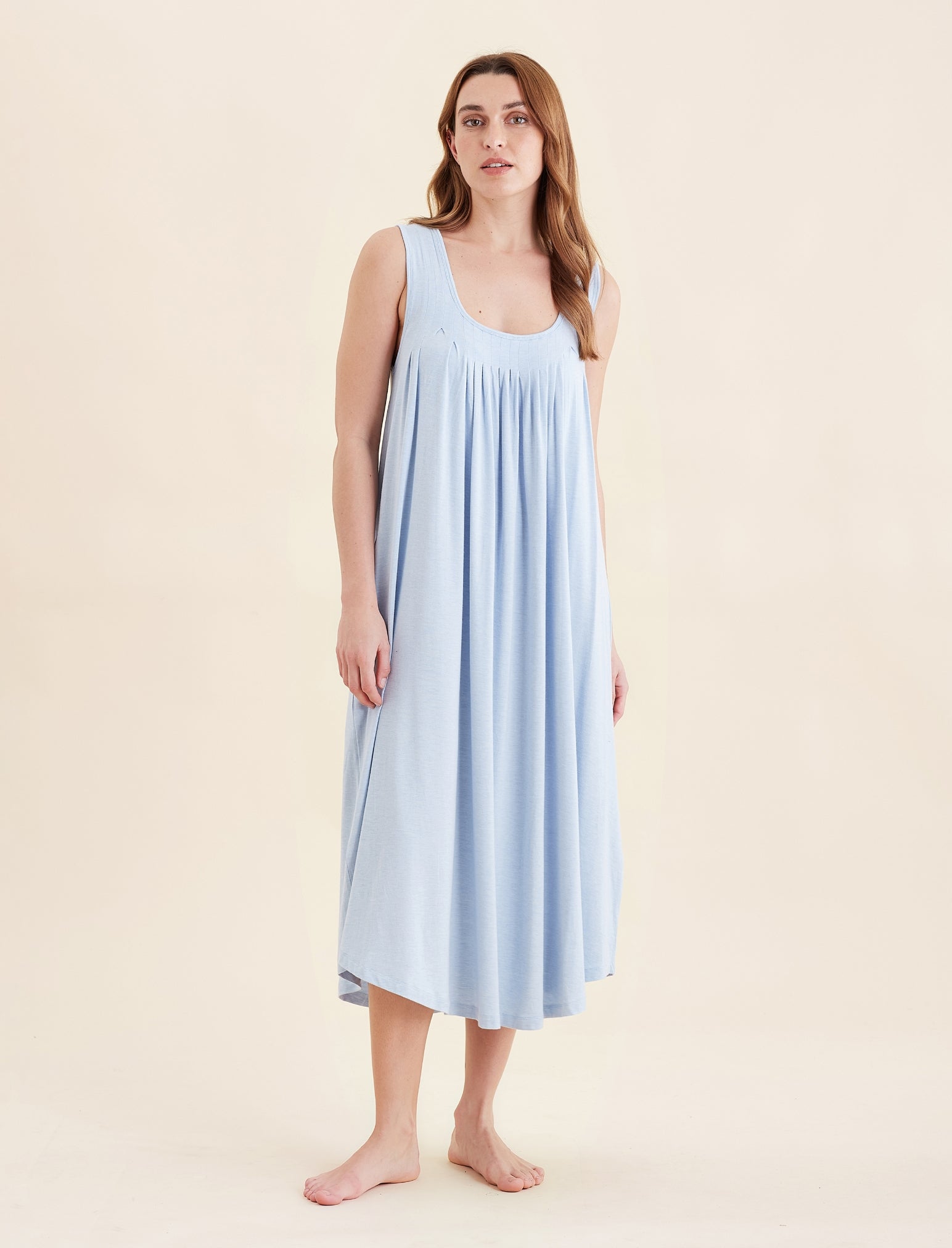 Kate Modal Soft Pleat Front Maxi Nightgown