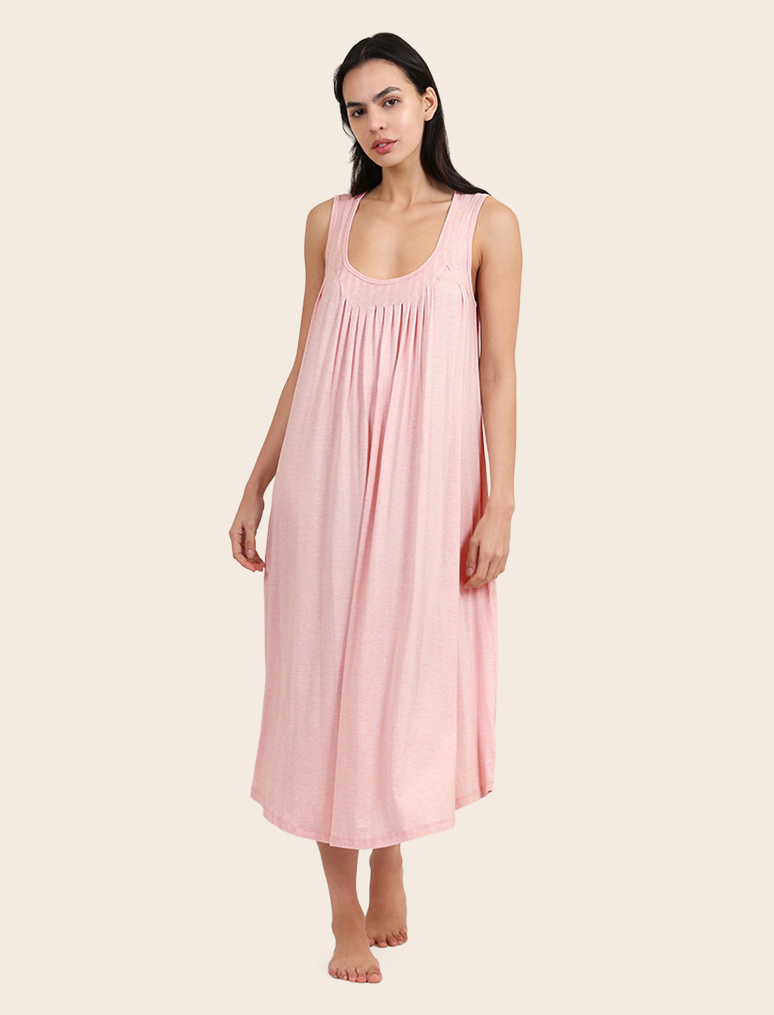 Kate Modal Soft Pleat Front Maxi Nightgown