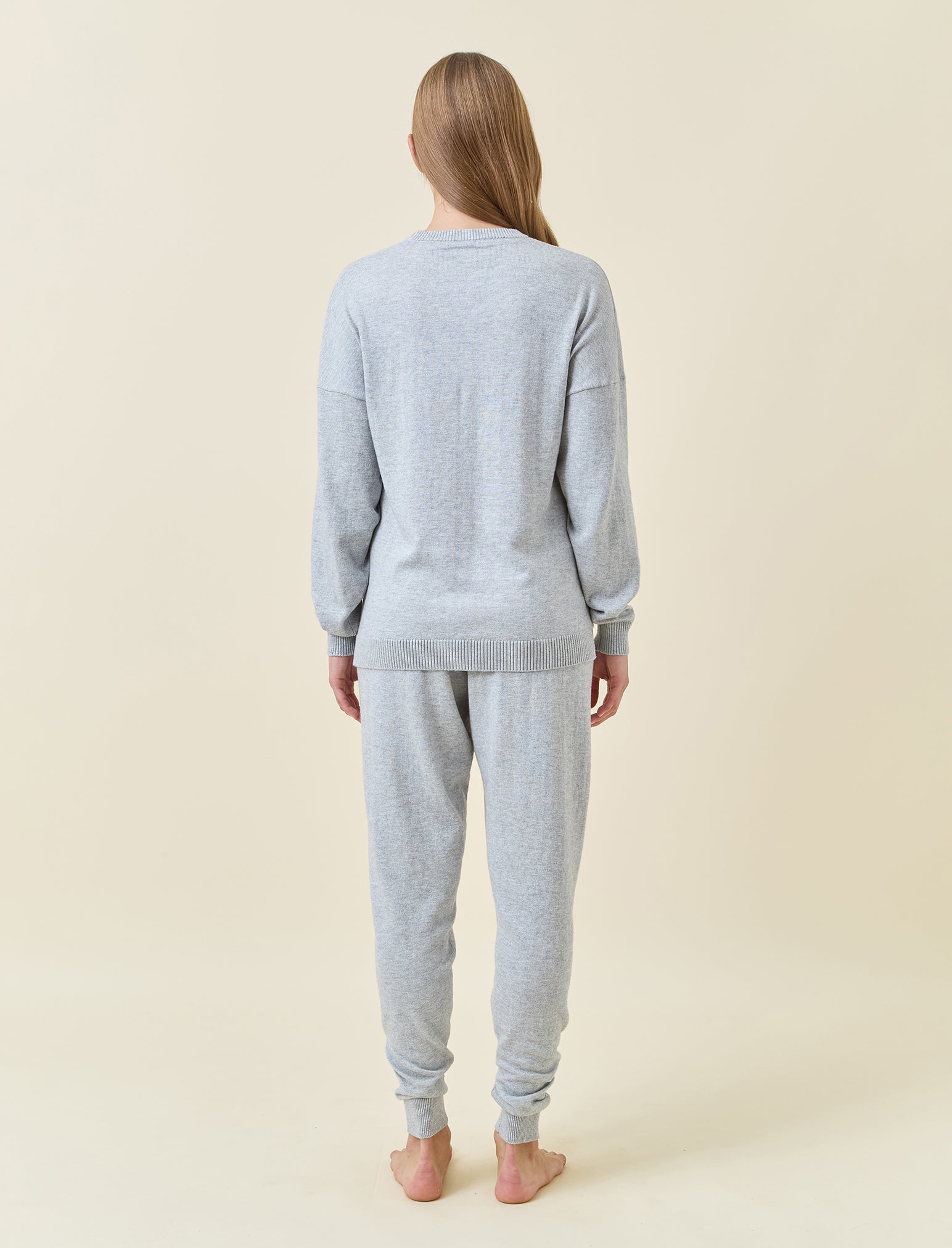 Cotton Cashmere Crew Neck Long Sleeve Top