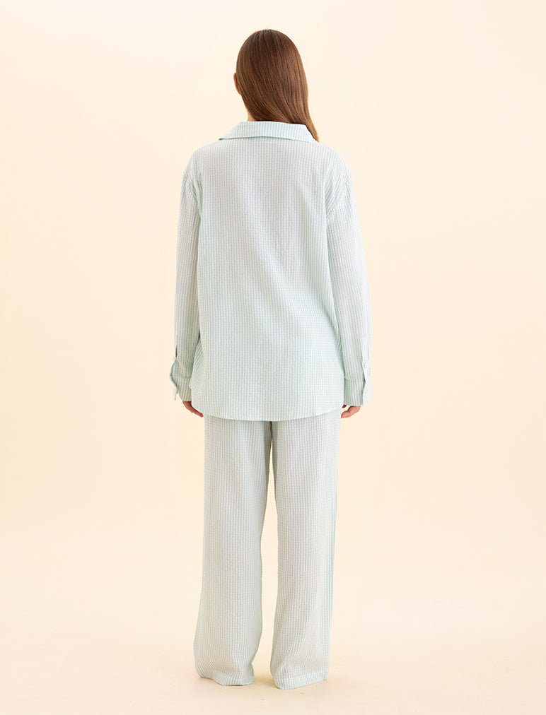 Sabine Seersucker Stripe Boyfriend Shirt
