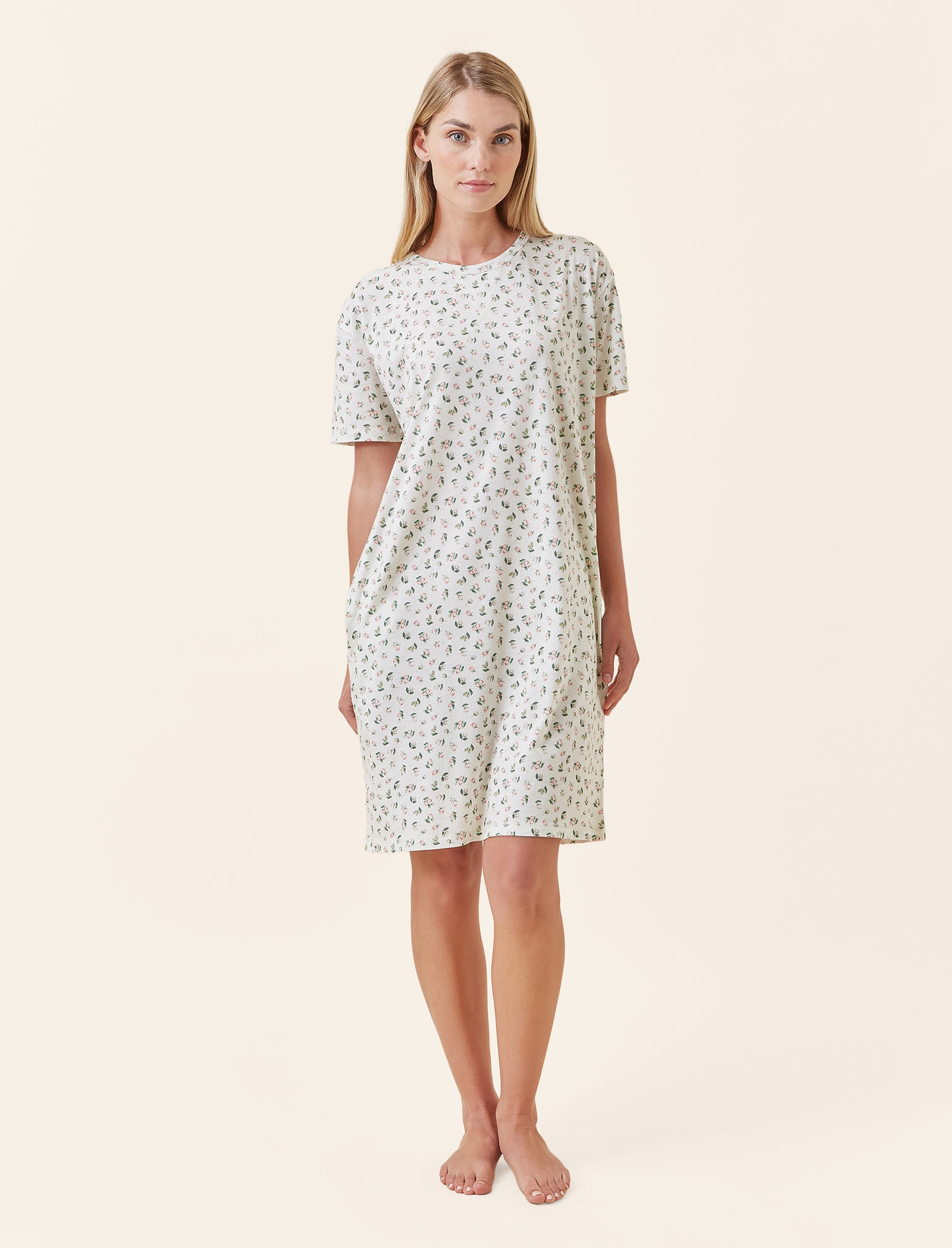 Rosebud Organic Cotton Knit Midi Nightgown