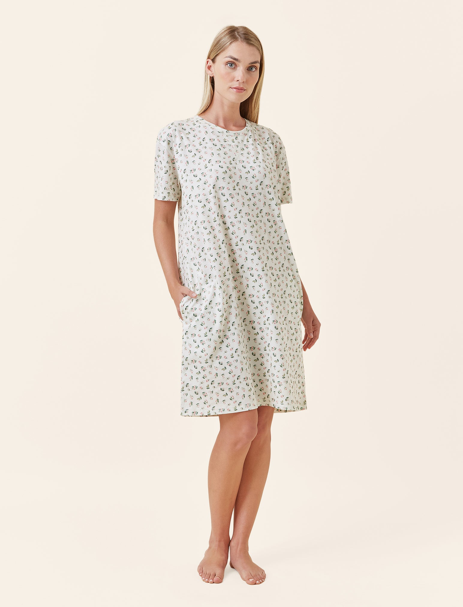 Rosebud Organic Cotton Knit Midi Nightgown