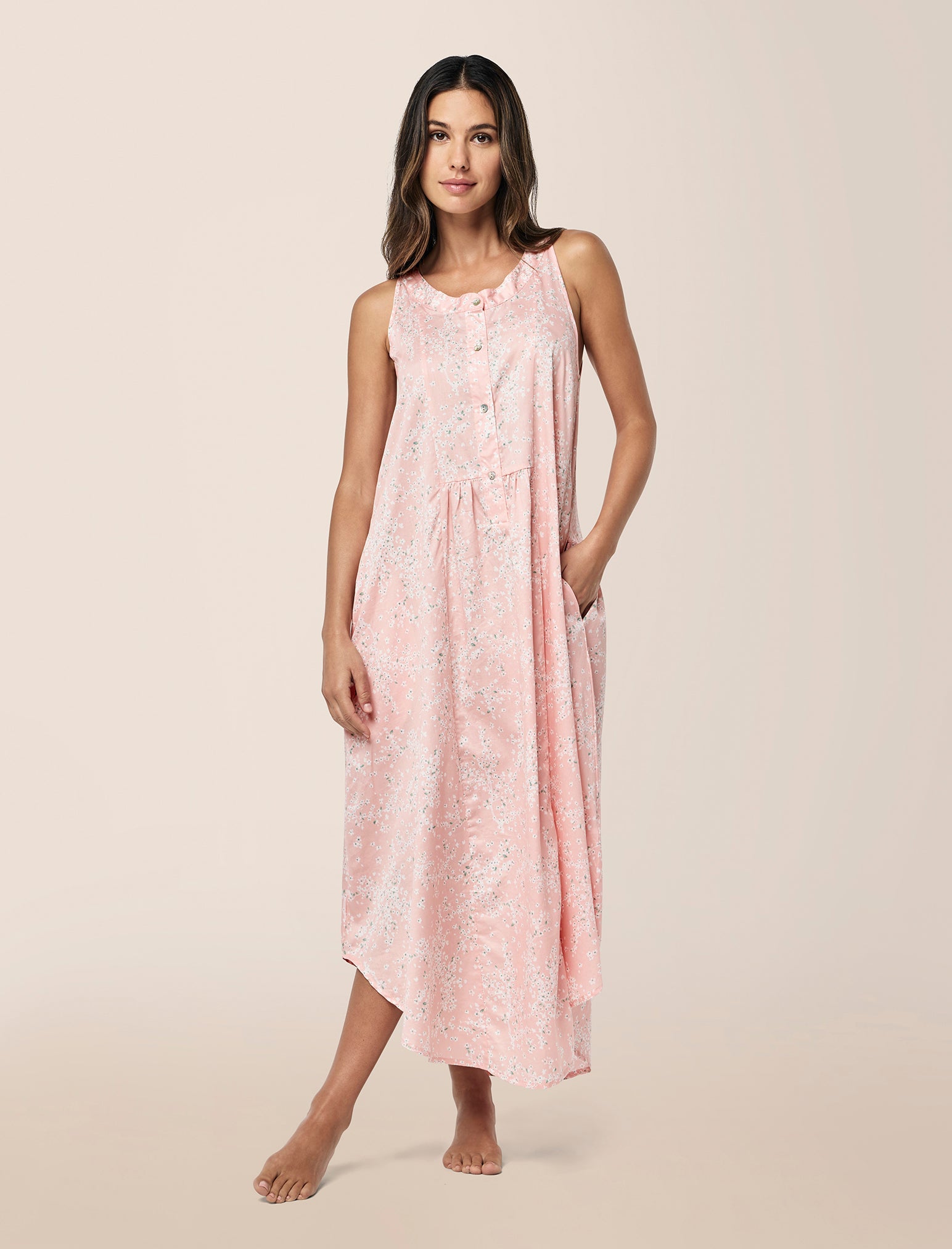 Cheri Blossom Panel Front Maxi Nightie