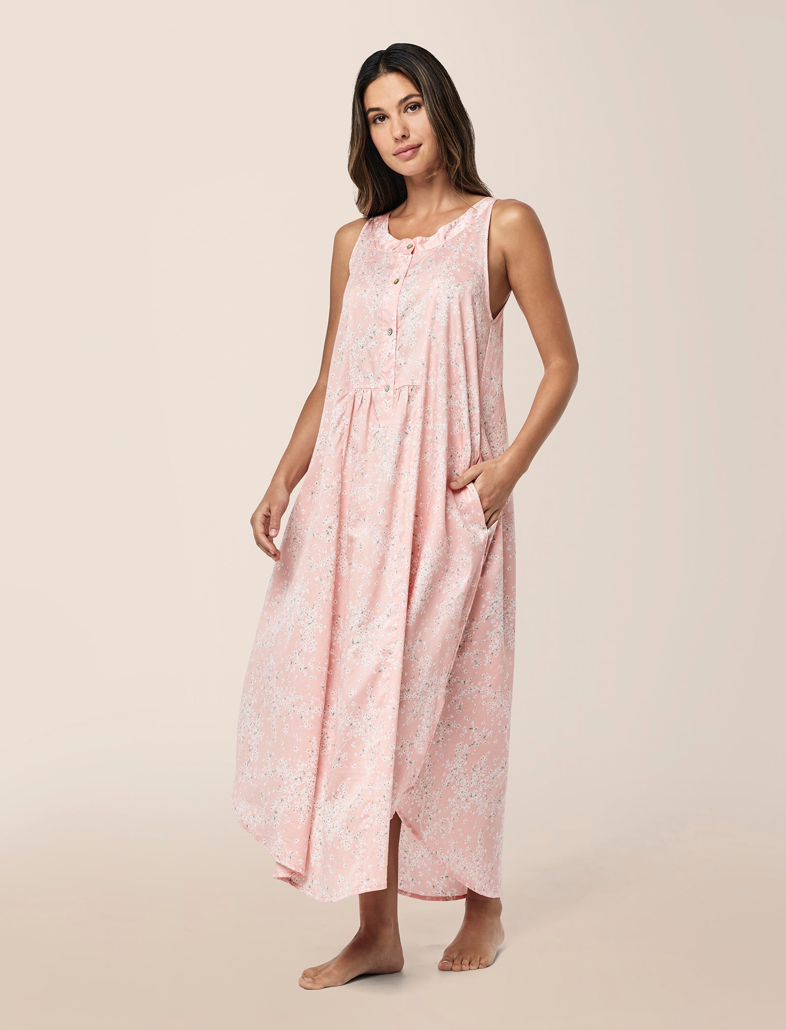 Cheri Blossom Panel Front Maxi Nightie