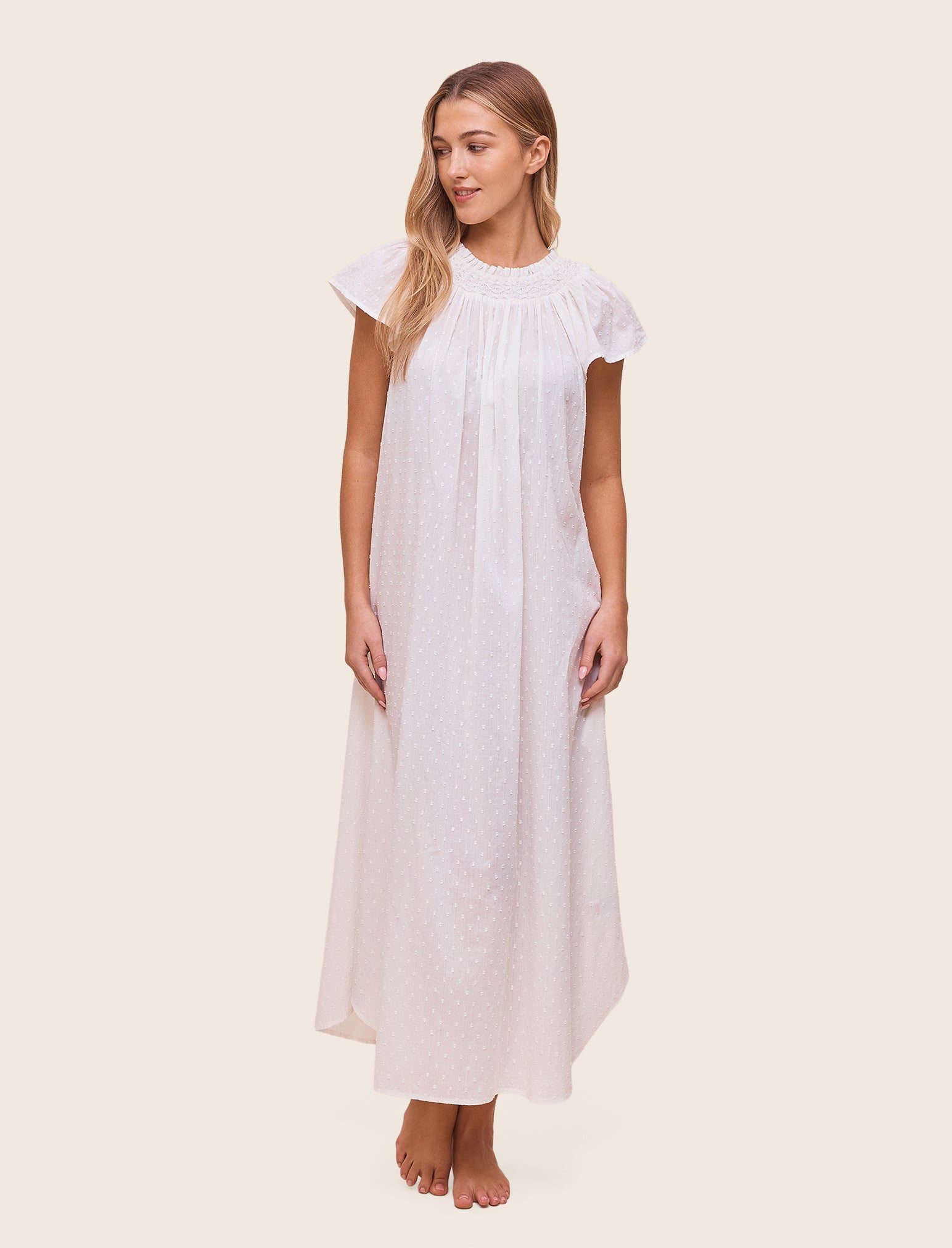 Shirred Neck Maxi Nightgown