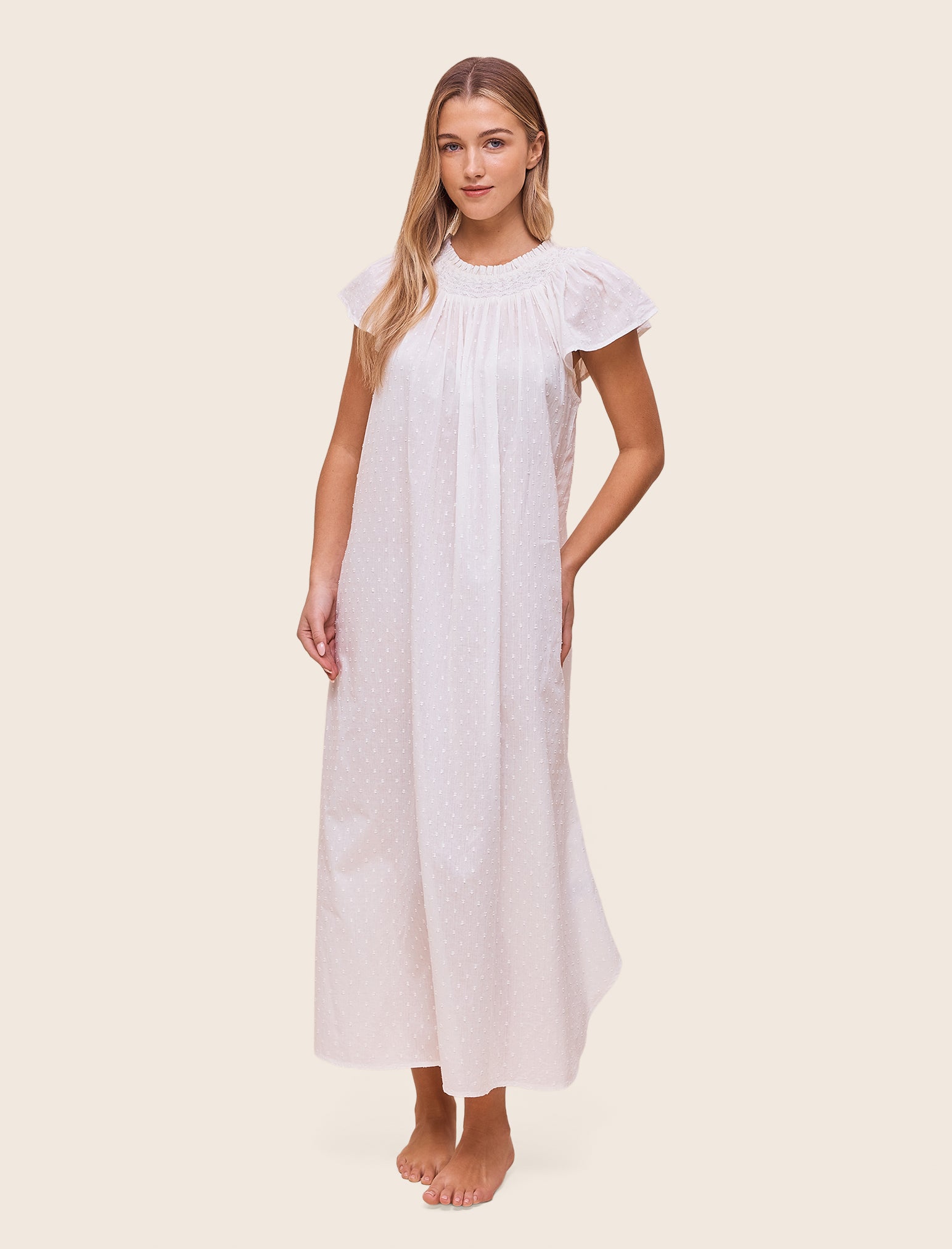 Shirred Neck Maxi Nightgown