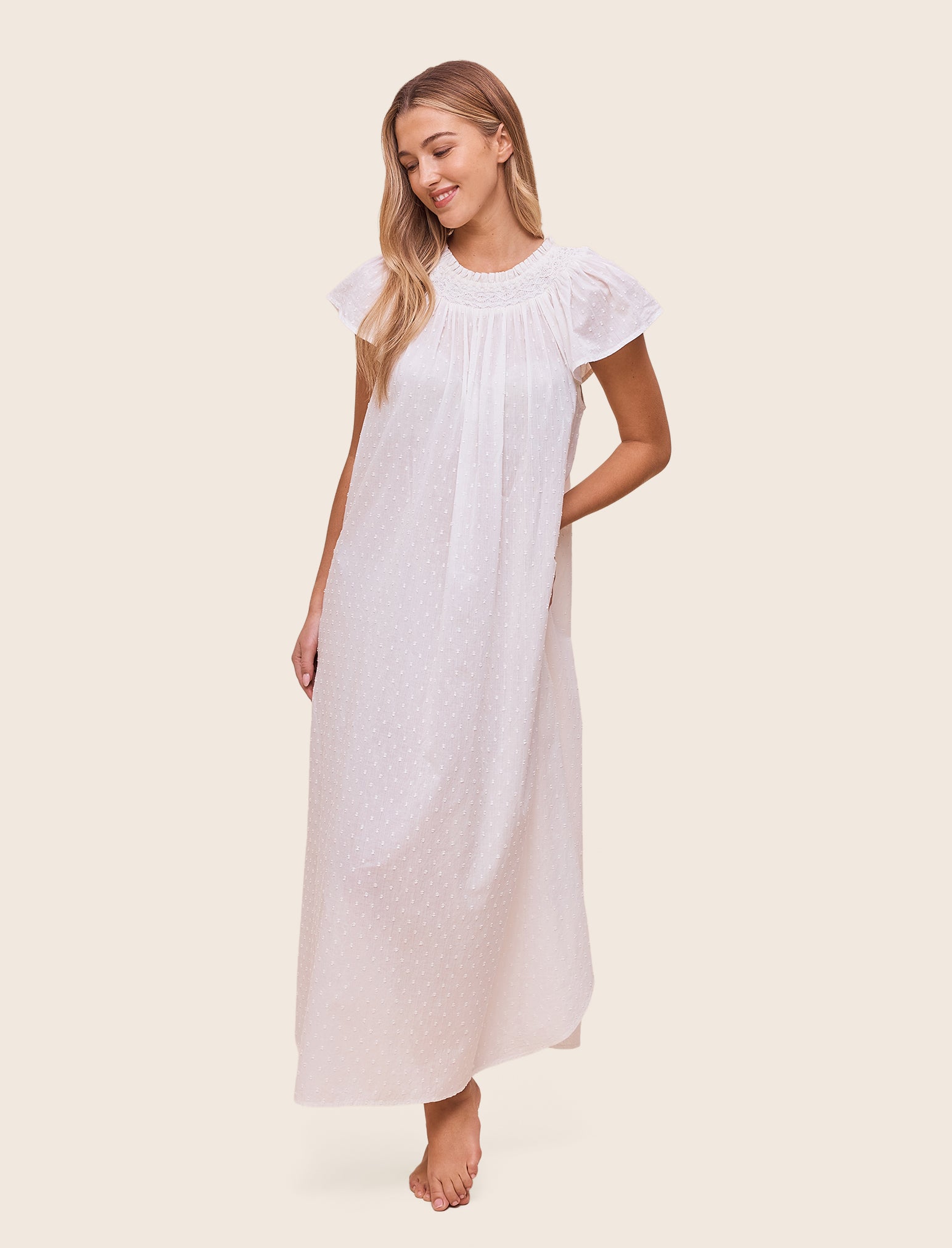 Shirred Neck Maxi Nightgown