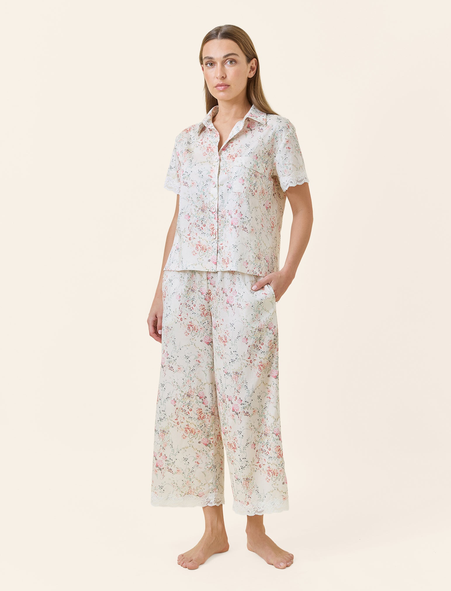 Yolly Lace Crop PJ Set