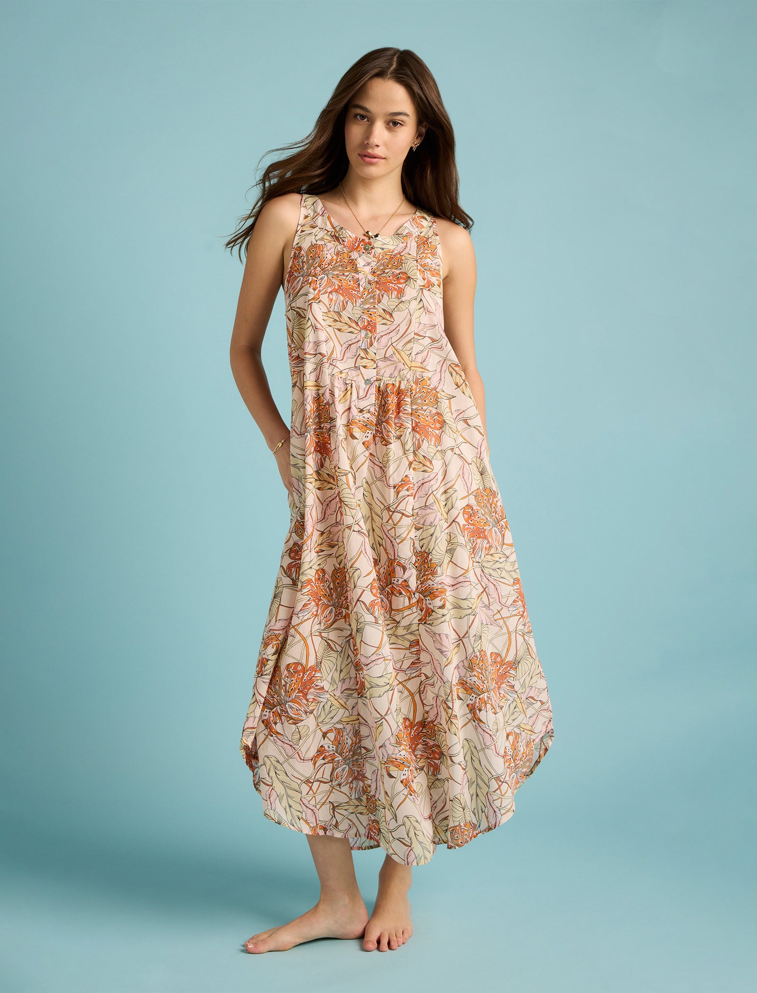 Karen Walker Lilies Panel Front Maxi Nightgown