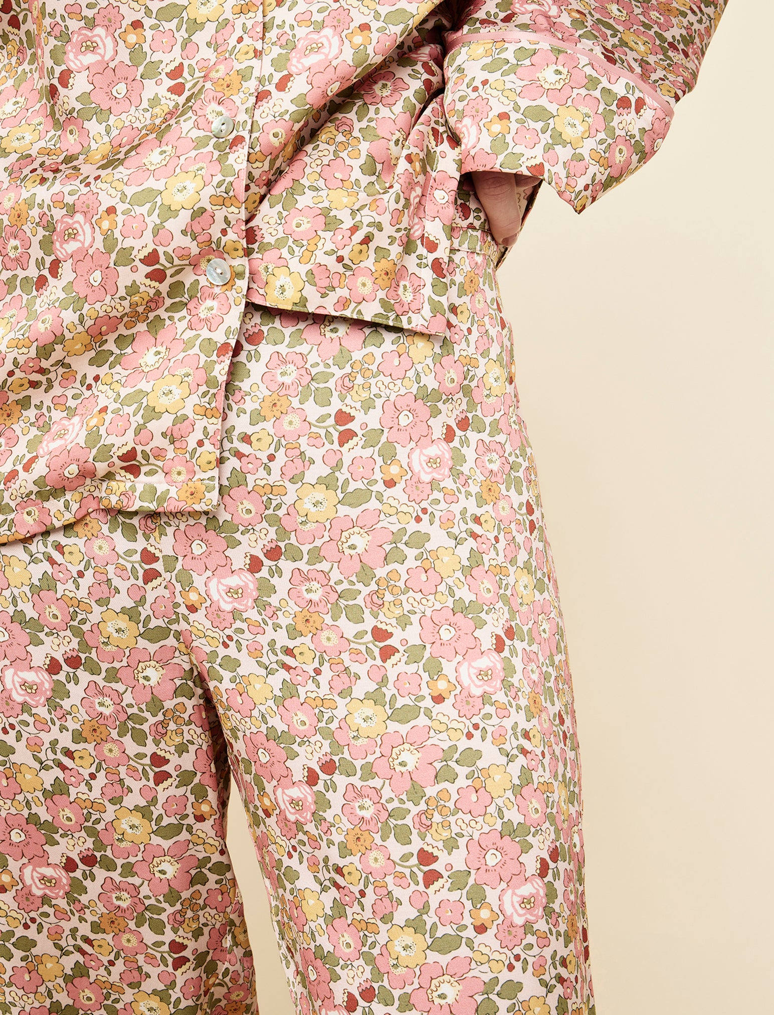 Betsy Fields Satin Full Length PJ Set