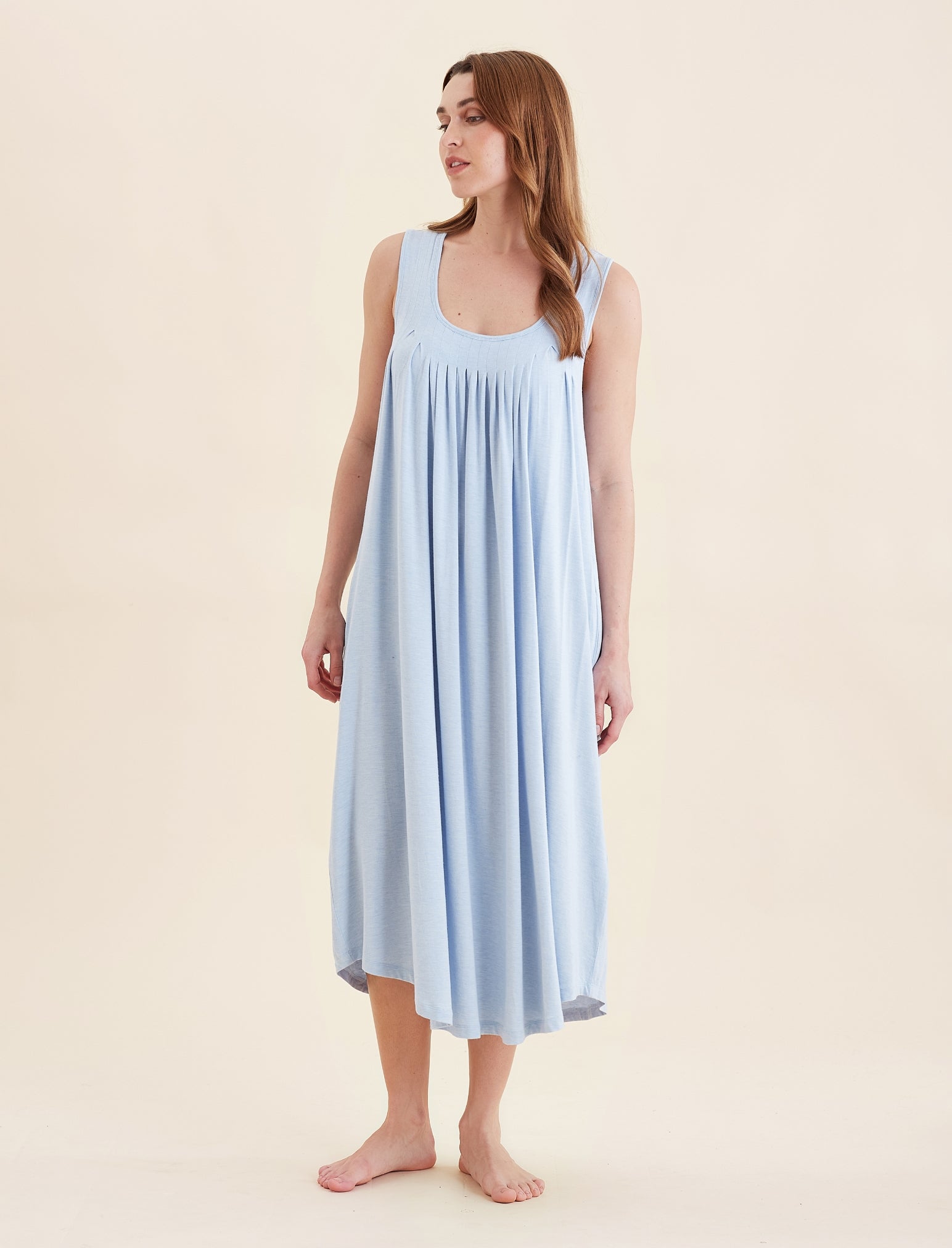 Kate Modal Soft Pleat Front Maxi Nightgown