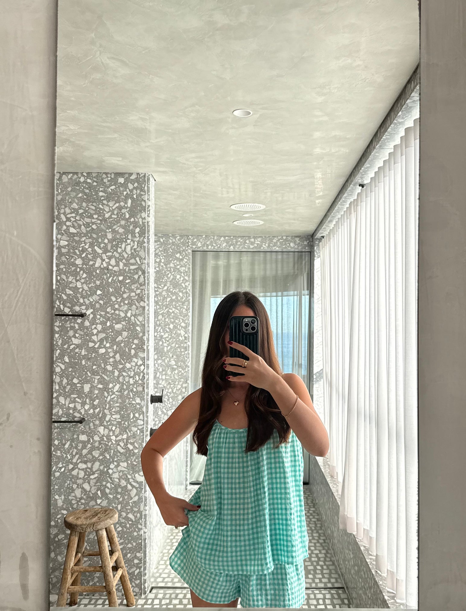 Seersucker Gingham Cami Boxer PJ Set