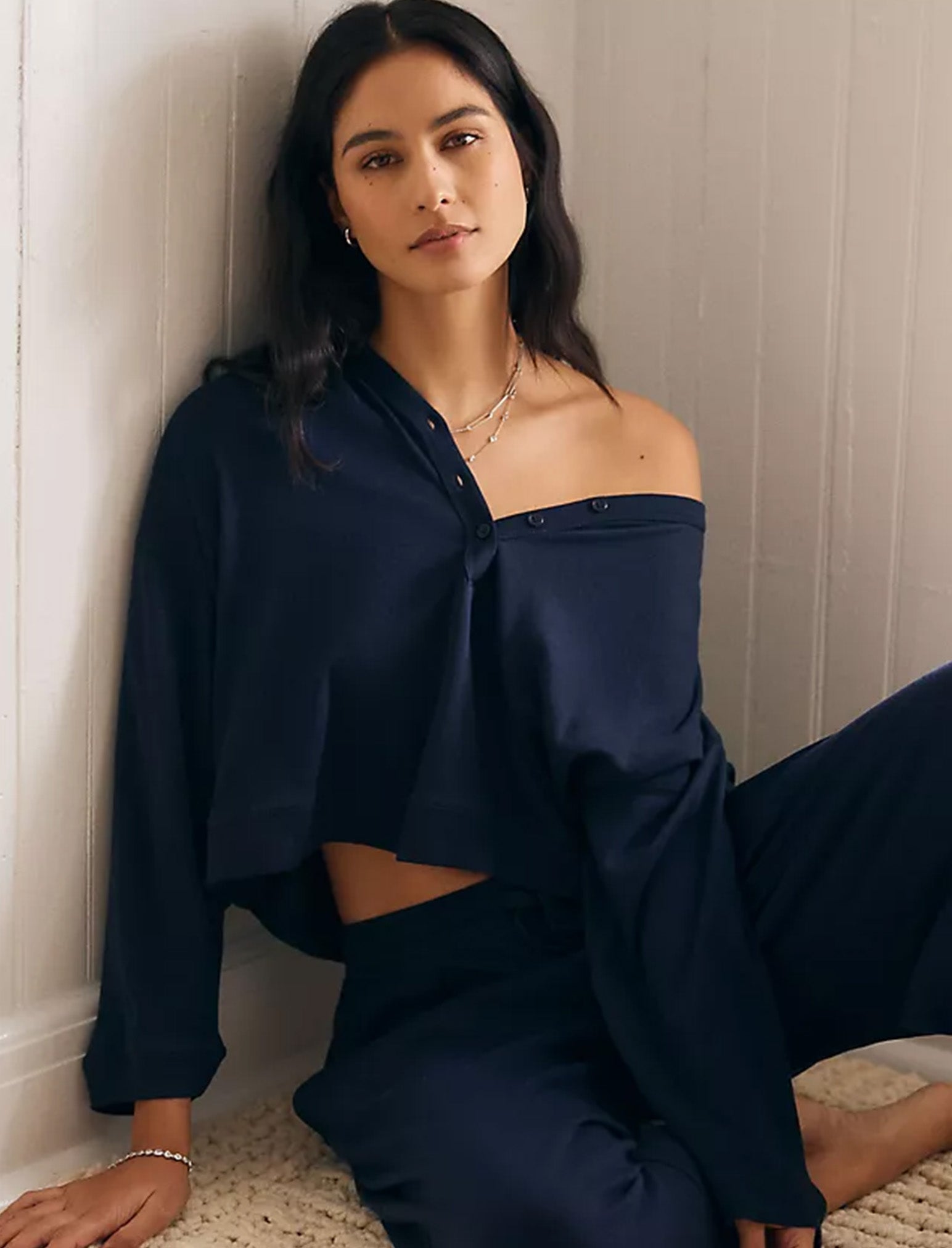 Pia Boxy Long Sleeve Top & Wide Leg Pant Set