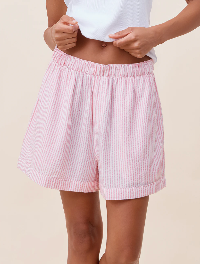 Sabine Seersucker Stripe Boyfriend Short